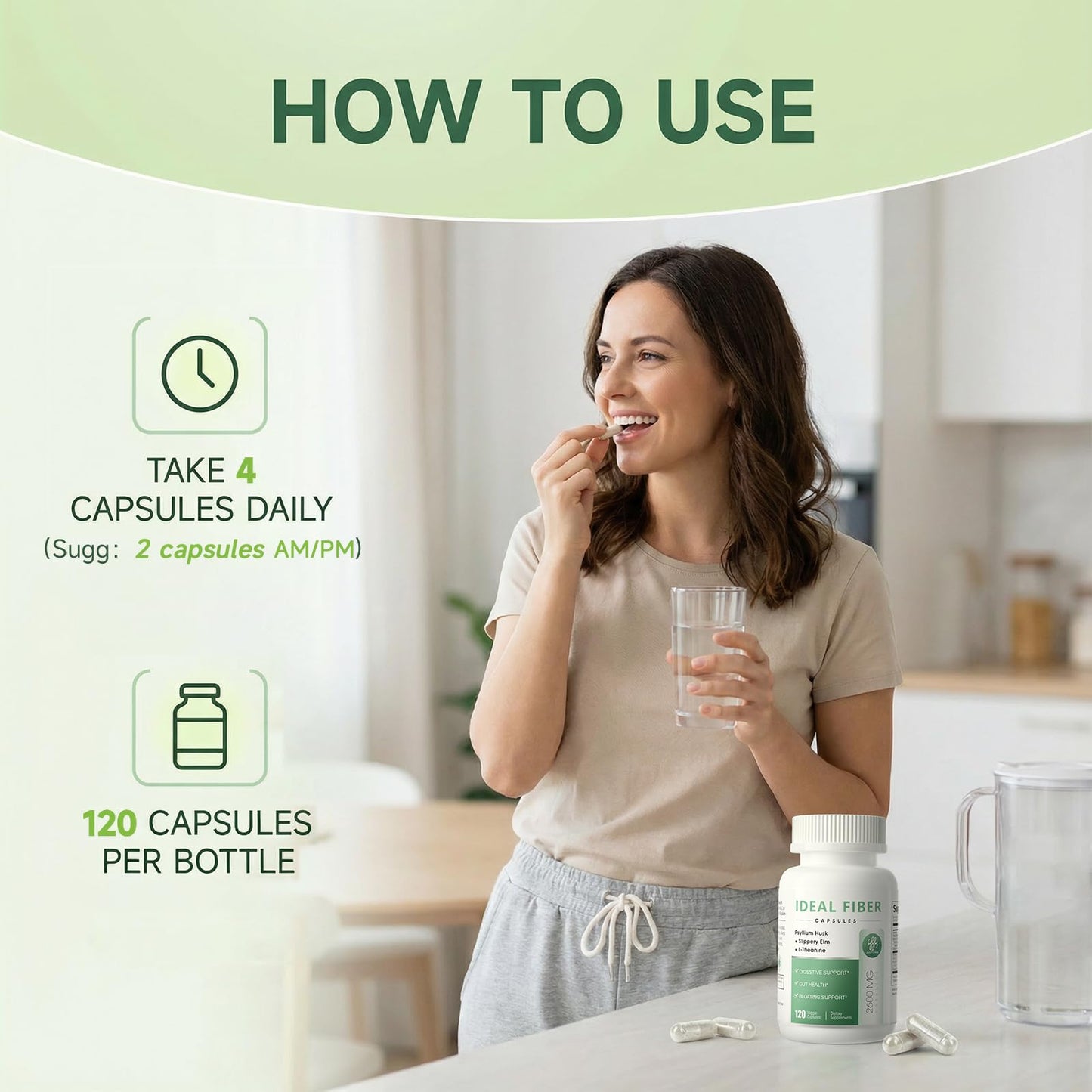 iMATCHME Psyllium Husk Powder Fiber Supplement with Slippery Elm Capsule 240 Capsules