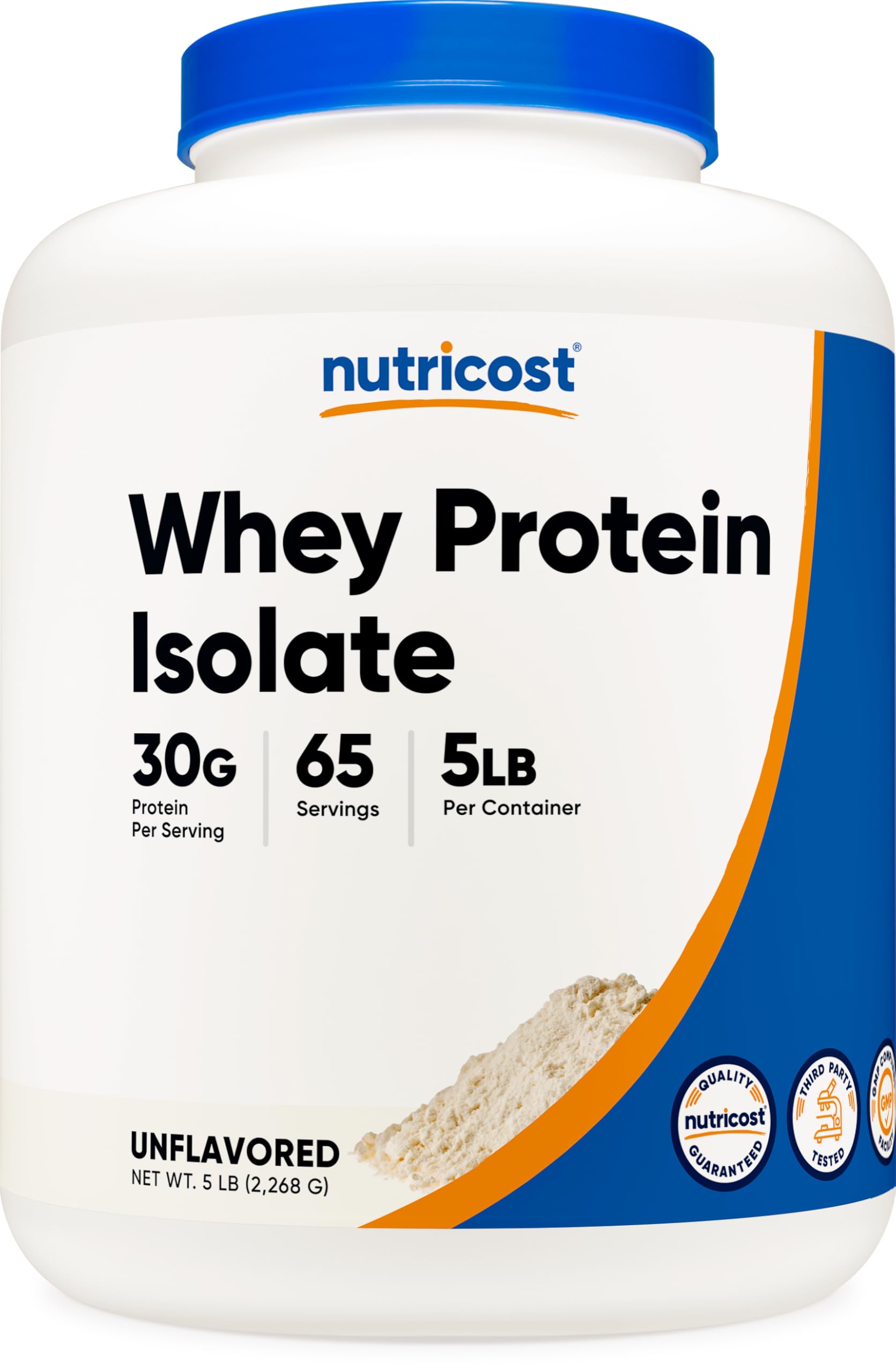 Nutricost Whey Protein Isolate Powder (Unflavored), 5 lb, 80 Servings