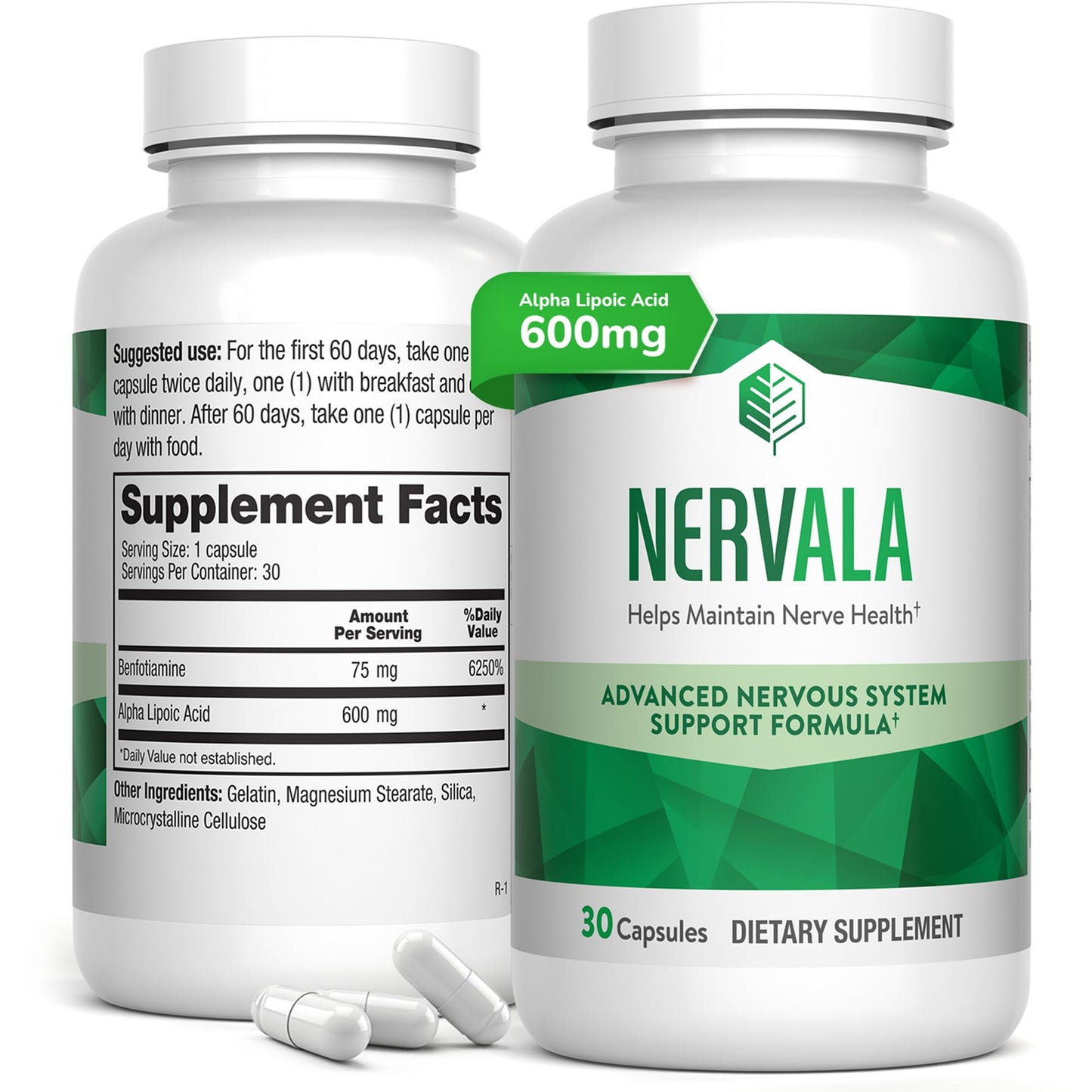 Barton Nutrition Nervala Alpha Lipoic Acid 600mg with Benfotiamine Capsule, 30 Count