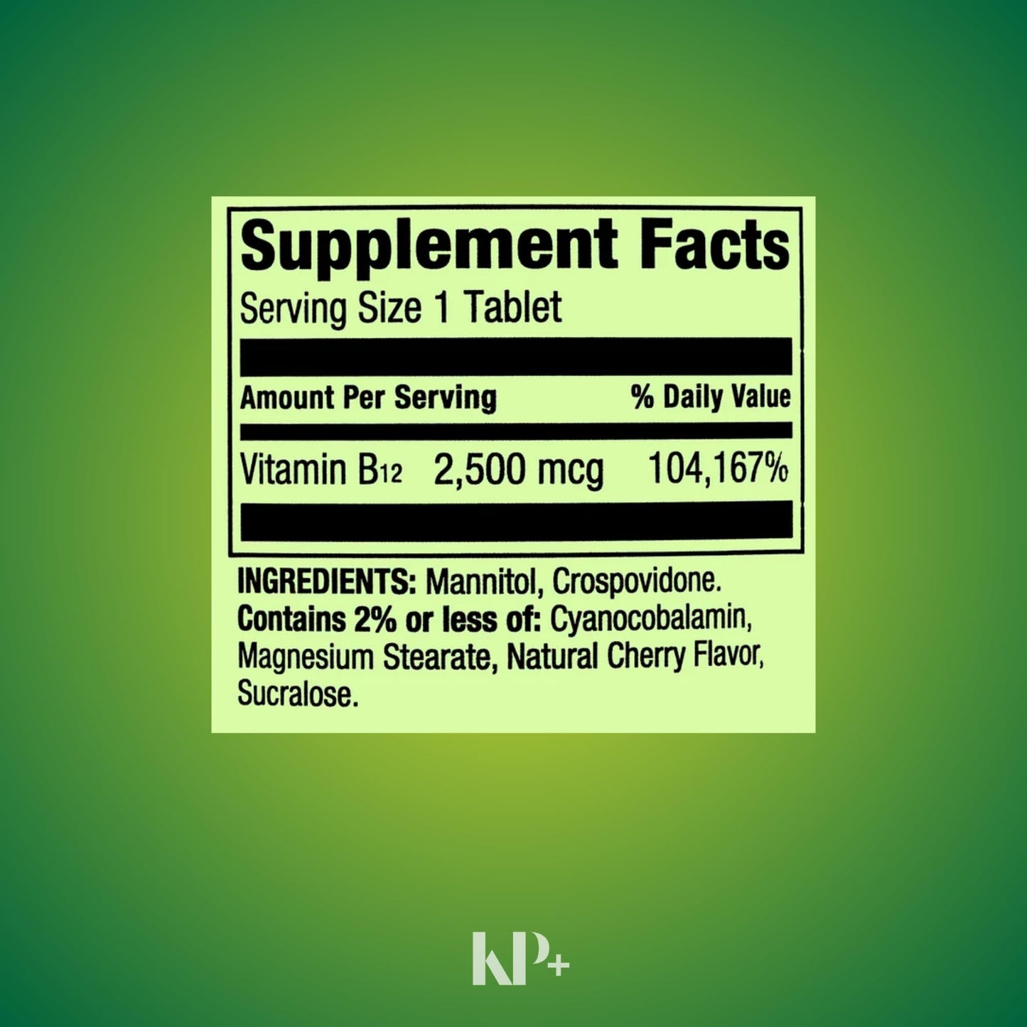 KP+ Vitamin B12 1000 mcg Timed-Release Tablet, 180 Tablets