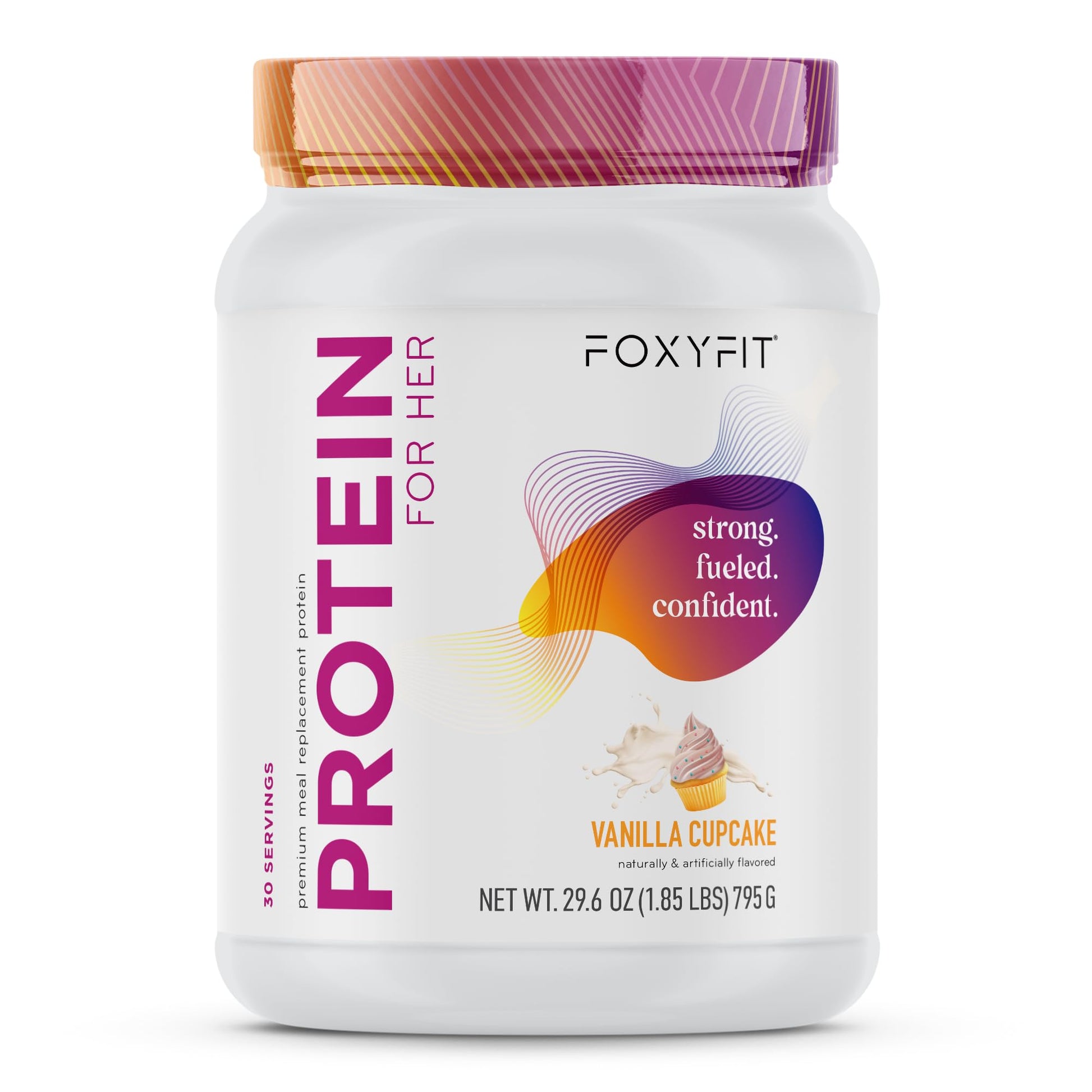 FoxyFit Protein for Her Vanilla Cupcake Whey Protein Powder with CLA and Biotin for a Healthy Glow, 29.6 Servings