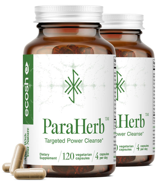 Ecosh ParaHerb Wormwood, Black Walnut, Clove & Chanterelle Extract Intestinal Cleanse – Herbal Support for Gut Detox & Digestion, 240 Capsules