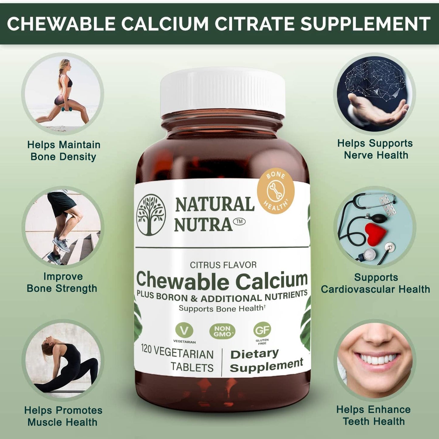 Natural Nutra Calcium Supplement Tablet, 120 Tablets