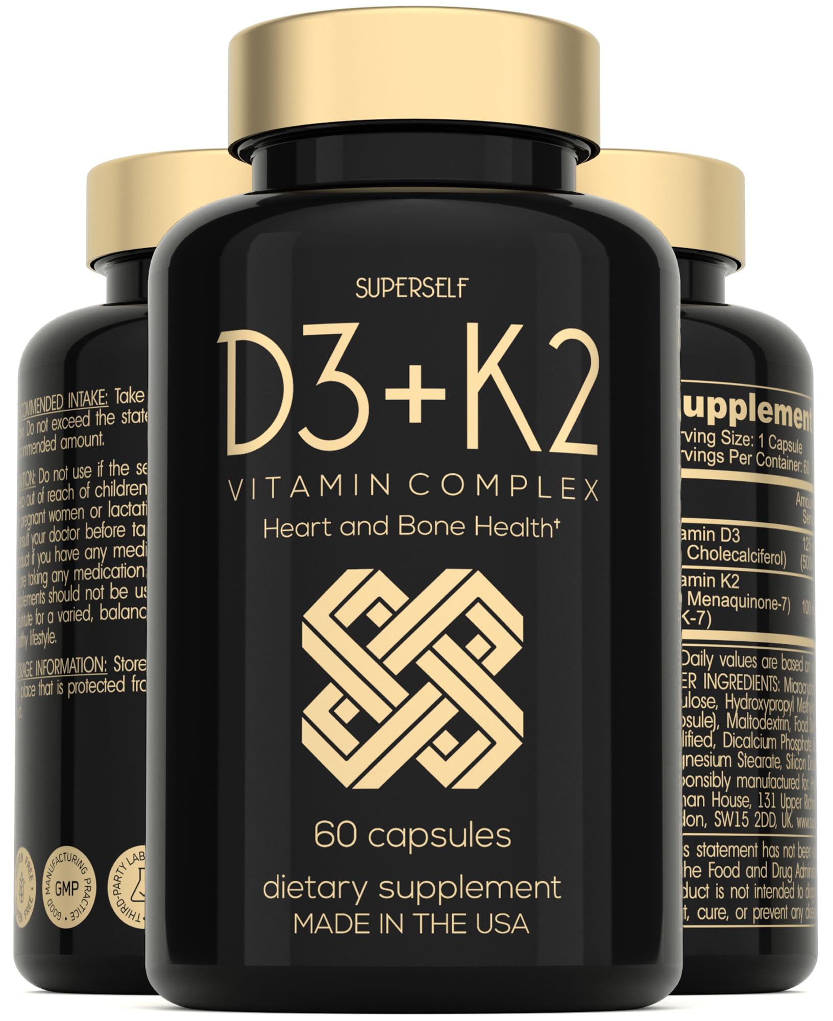 SuperSelf Vitamin D3 K2 Capsules, 60 Count