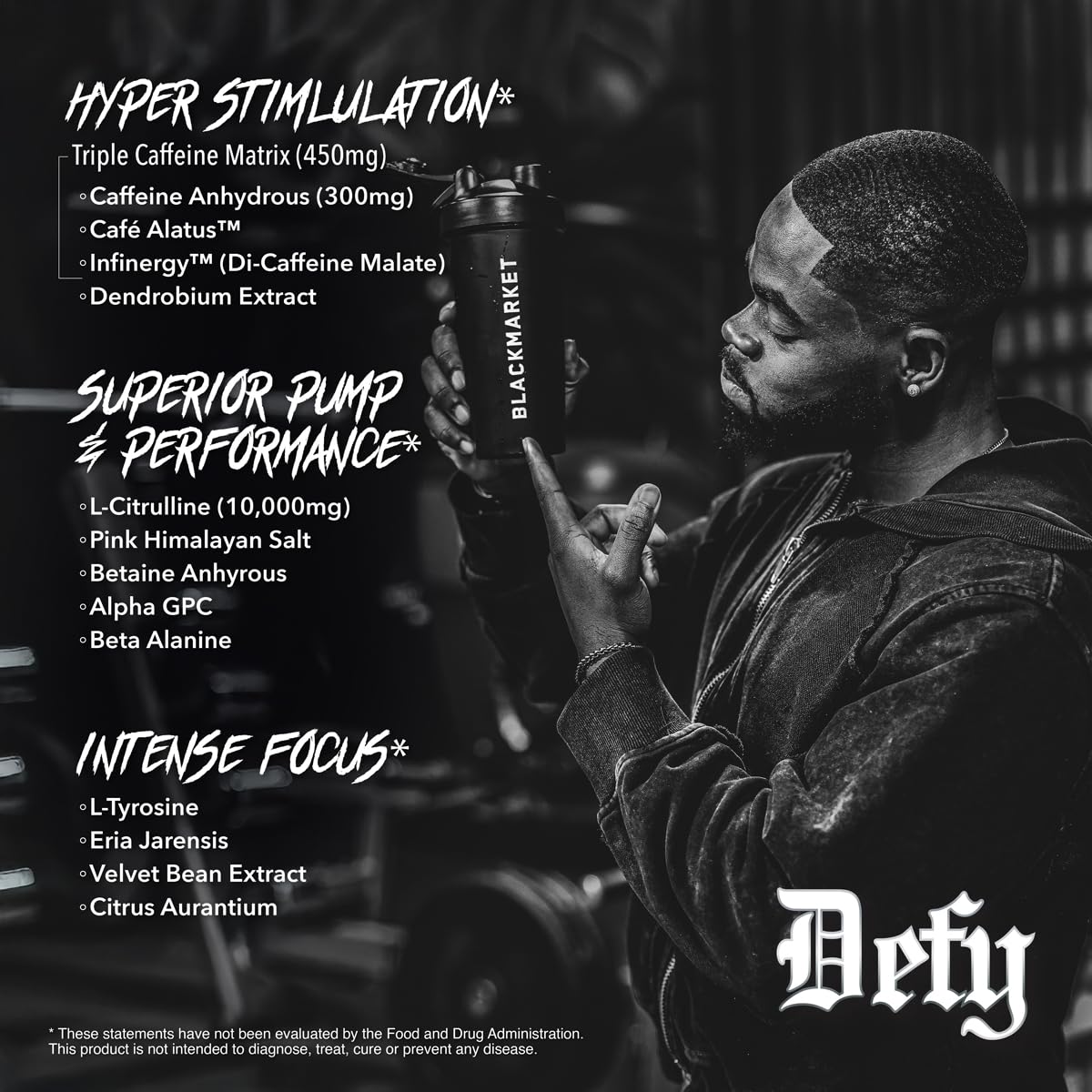 BLACKMARKET DEFY High-Stimulant Pre-Workout Powder 18 Servings