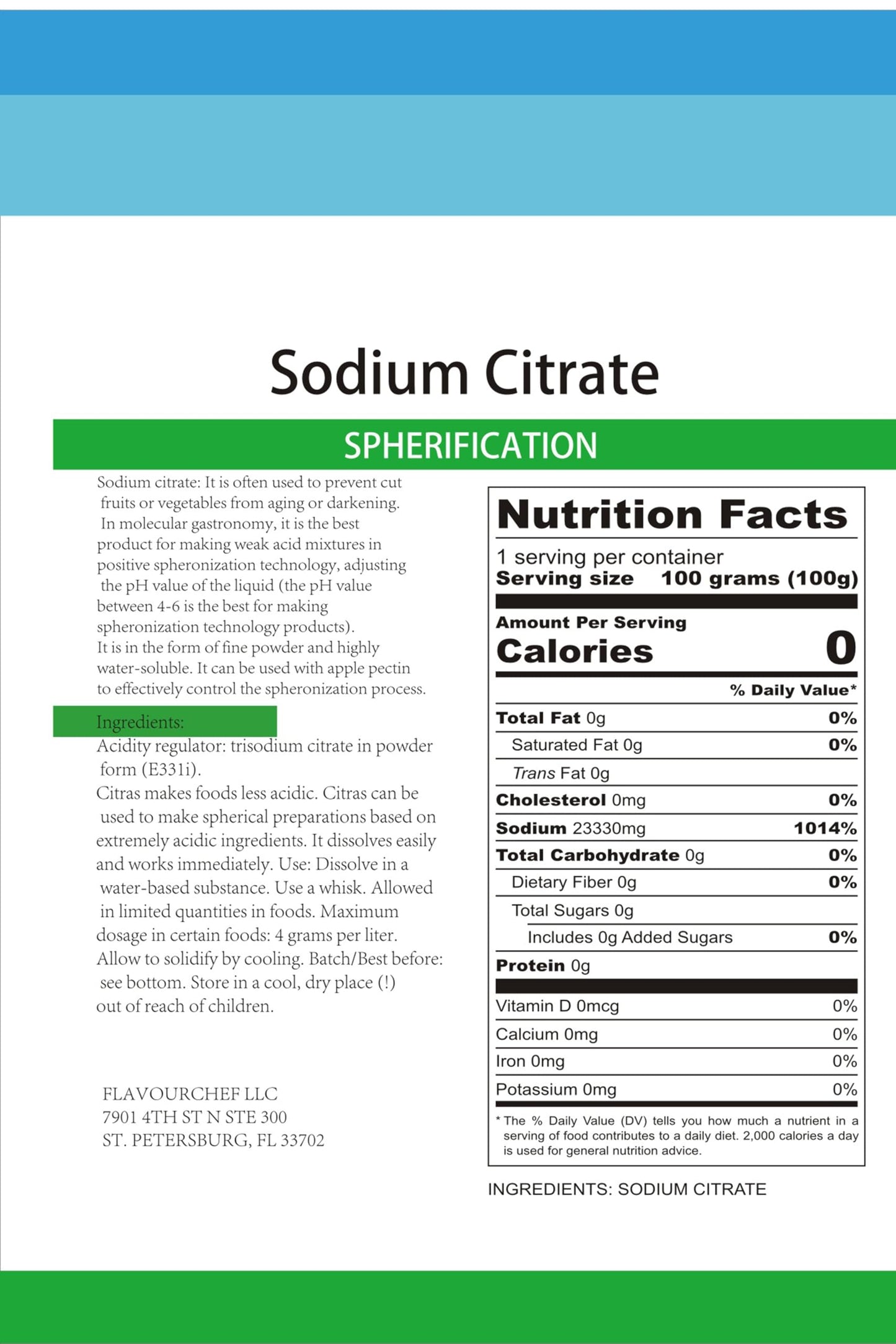 LEIMENGCHEF Pure Sodium Citrate Powder 8 oz