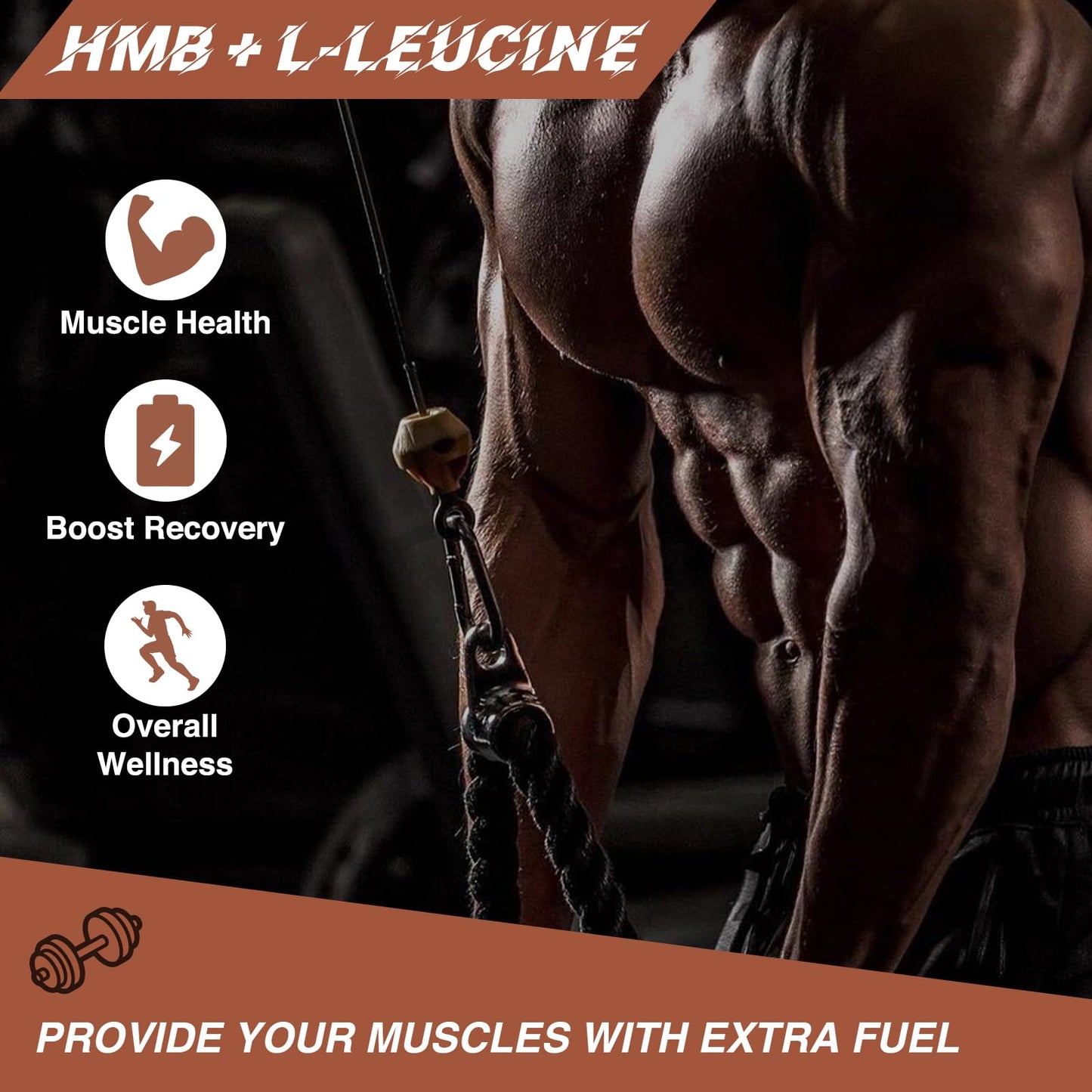 HFELIZ HMB and Leucine Supplement, 3500mg L-Leucine HMB with Vitamin D3, Amino Acid BCAA for Men, Vegan, Gluten Free, 90 Capsules
