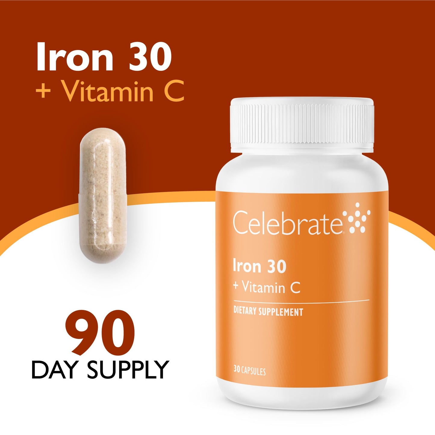 Celebrate Bariatric Supplements Iron Supplement with Vitamin C 90 Capsules