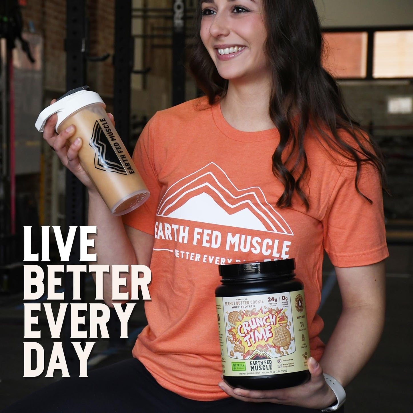Earth Fed Muscle Crunch Time Grass Fed Whey Protein Isolate Powder - Peanut Butter Cookie, 32 Servings