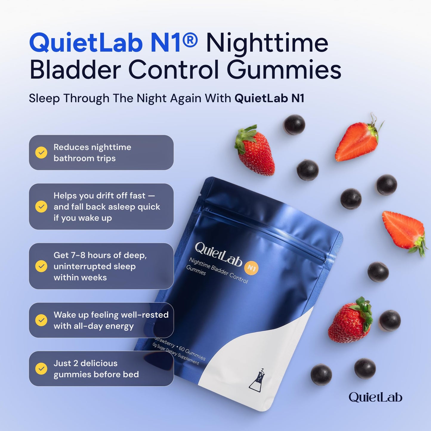 QuietLab N1 Nighttime Bladder Support Gummy 60 Count