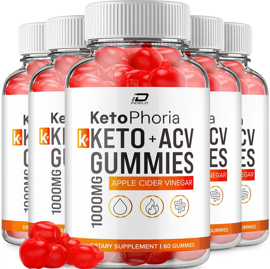 Indelo Ketophoria Keto ACV Gummies Apple Cider Vinegar 1000mg Vitamin B12, 300 Gummies