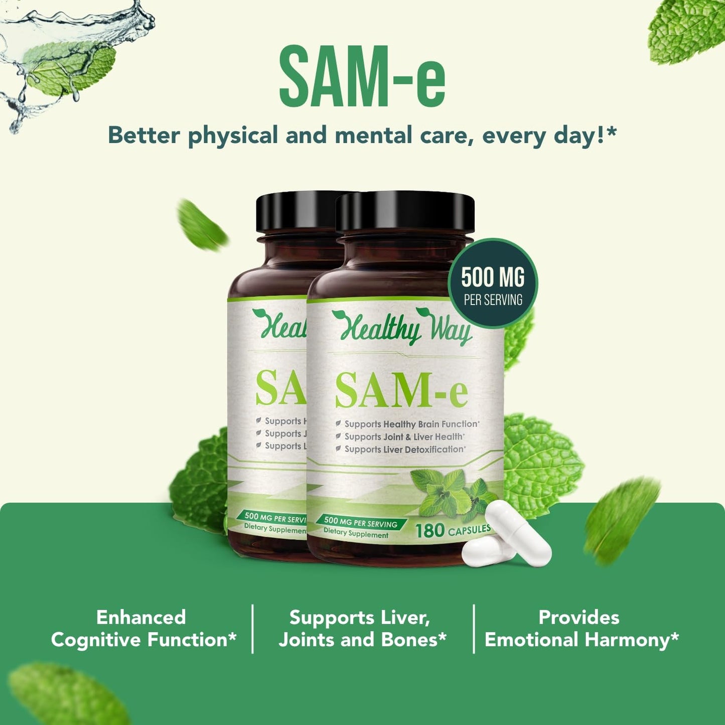 HealthyWayRx 500mg SAM-e Supplement Capsule 360 Capsules