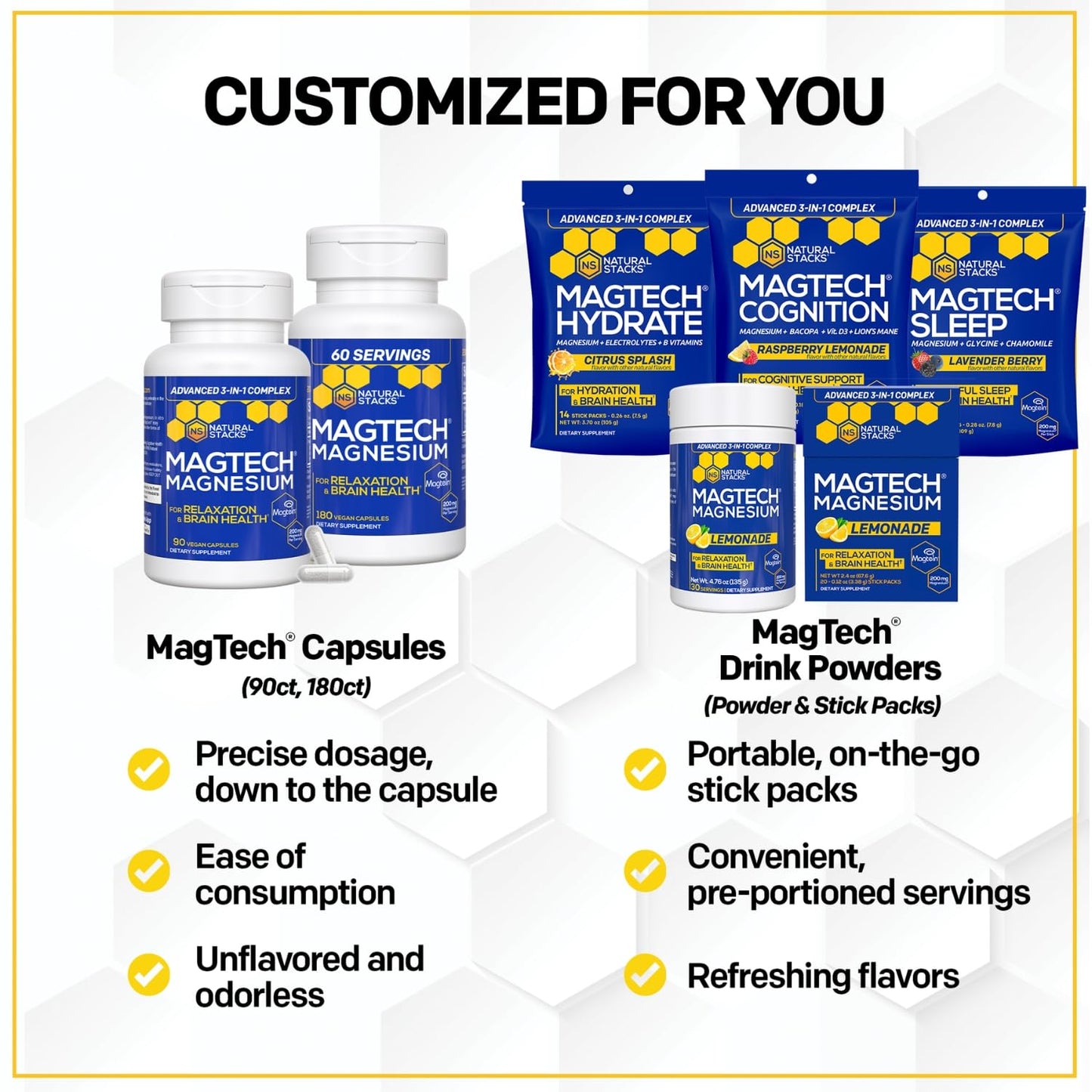 NATURAL STACKS Magtech Magnesium Capsules 194 Capsules