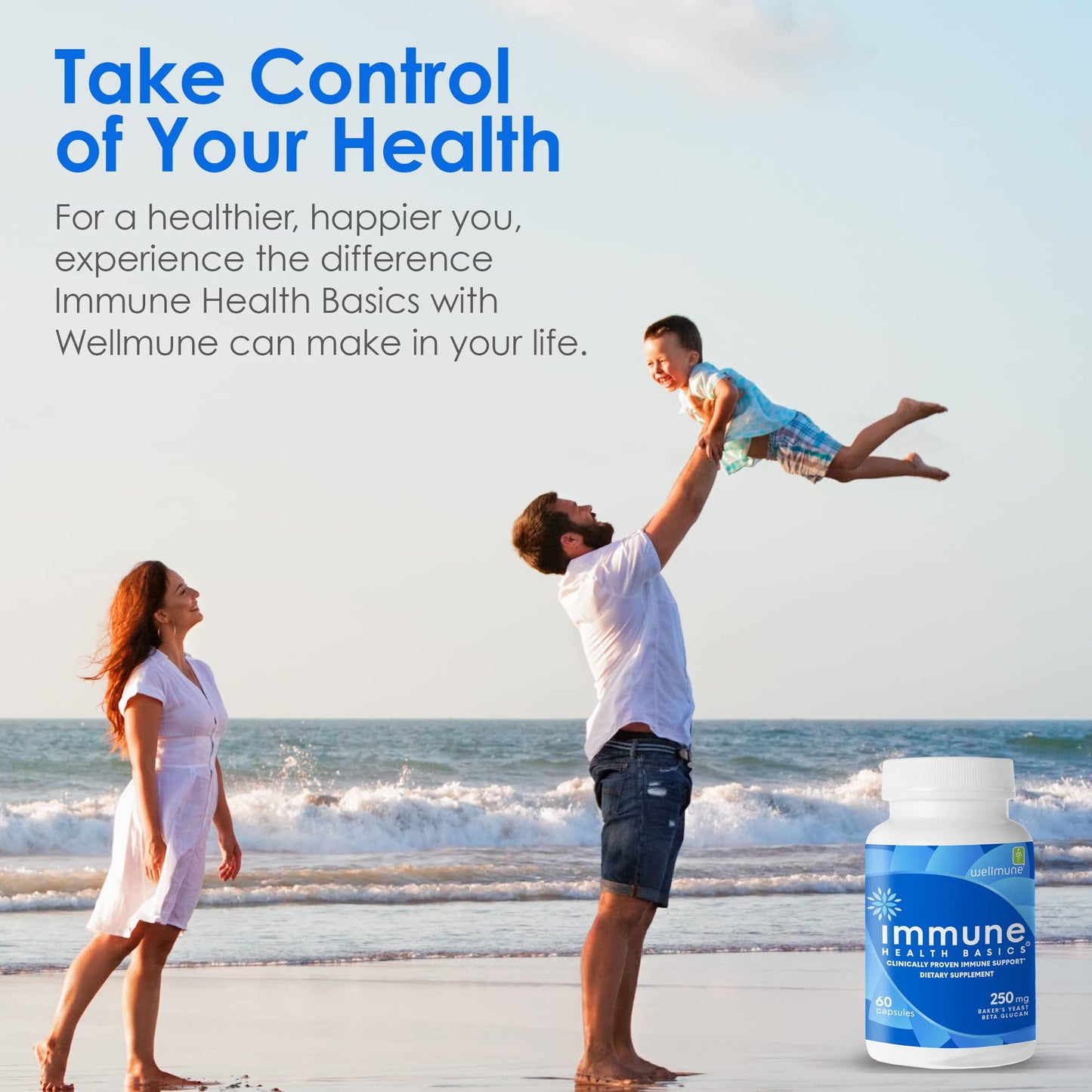 Immune Health Basics Ultra Strength Immunity - Clinically Proven Immunity Support - Wellmune Highly Purified Beta Glucan - Gluten-Free, Non-allergenic, Non-GMO and Vegan Capsules, 60 Capsules