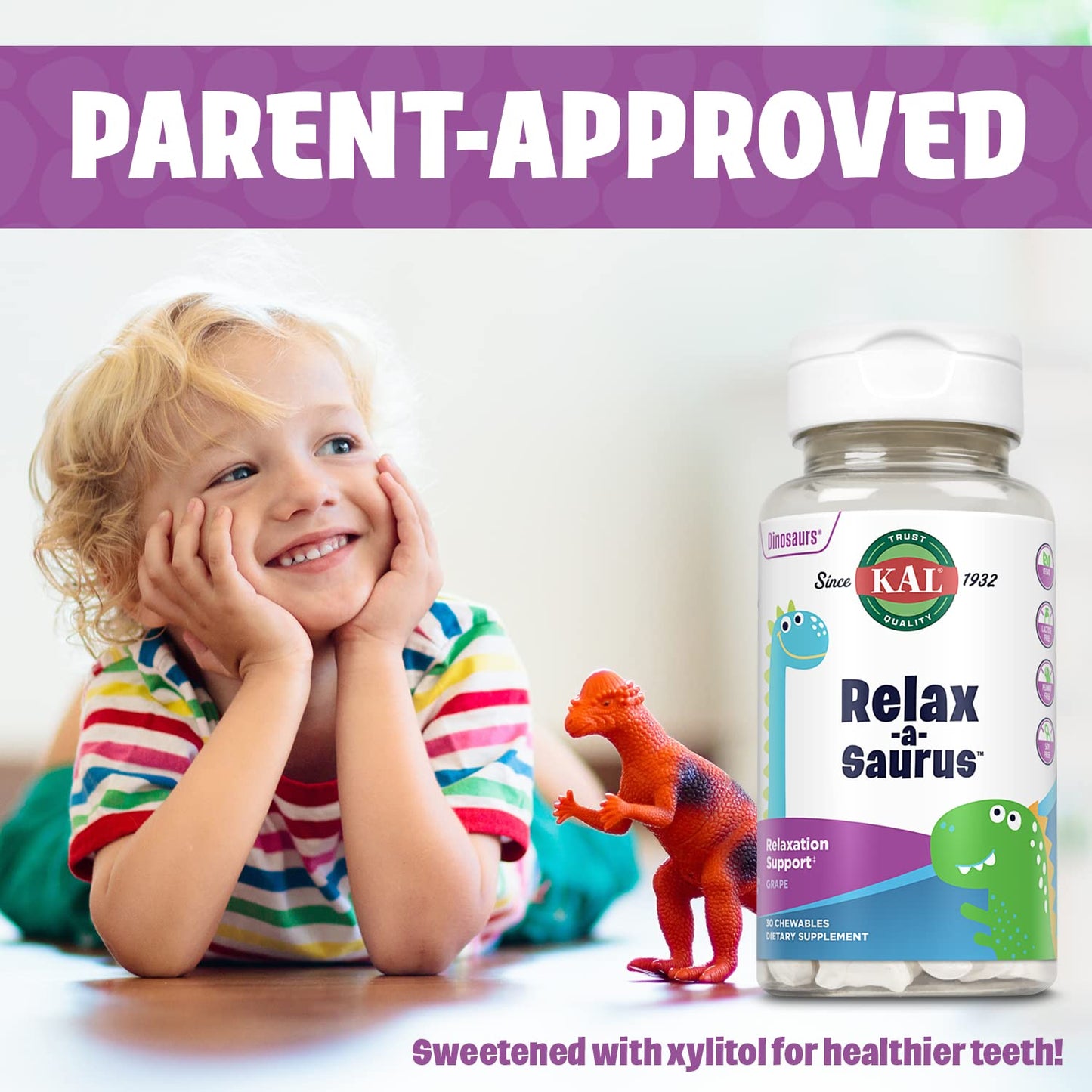 KAL Relax-a-Saurus Chewables, 30 Count