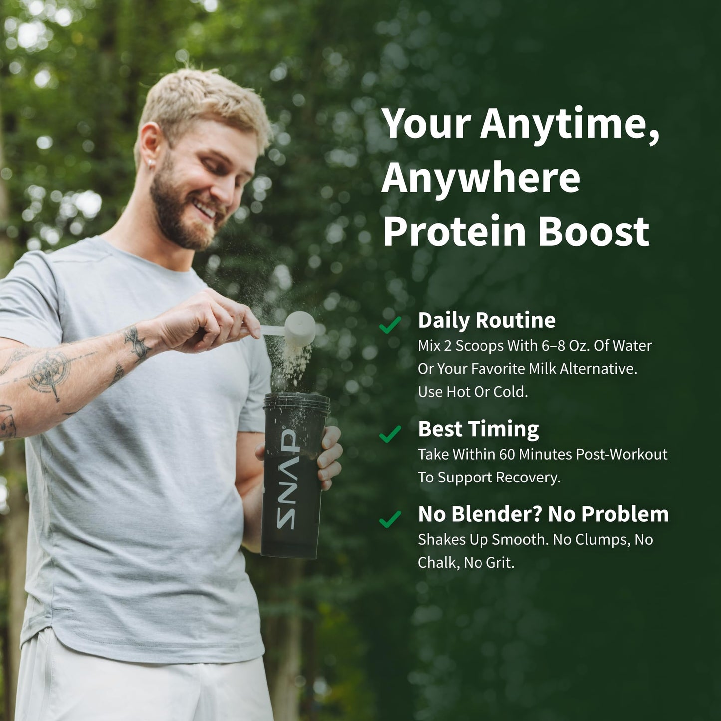 Snap Supplements Organic Plant Based Vegan Protein Powder Nitric Oxide Boosting Vanilla Bean, 30 Servings