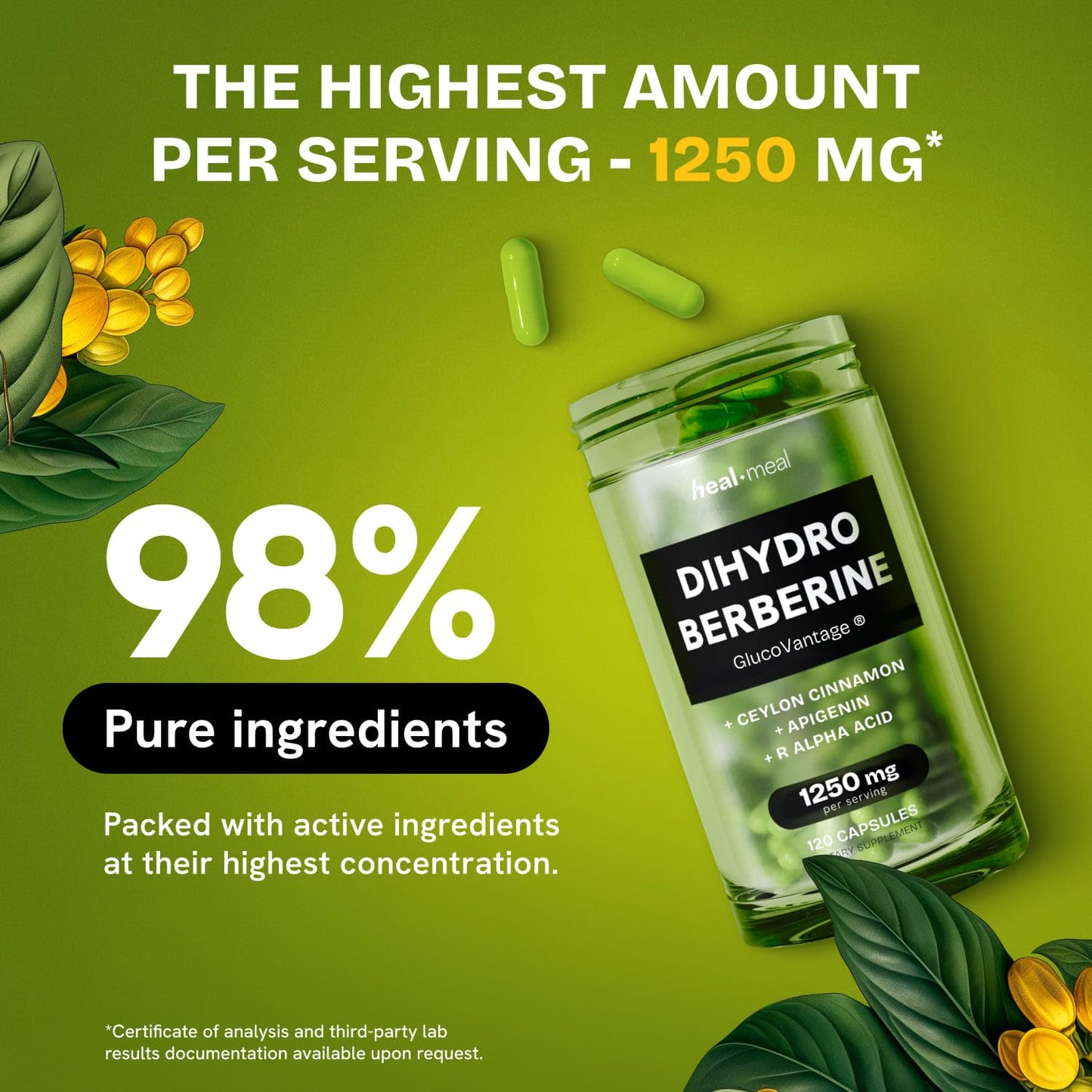 HealMeal Dihydroberberine Supplement Capsules 480 Capsules