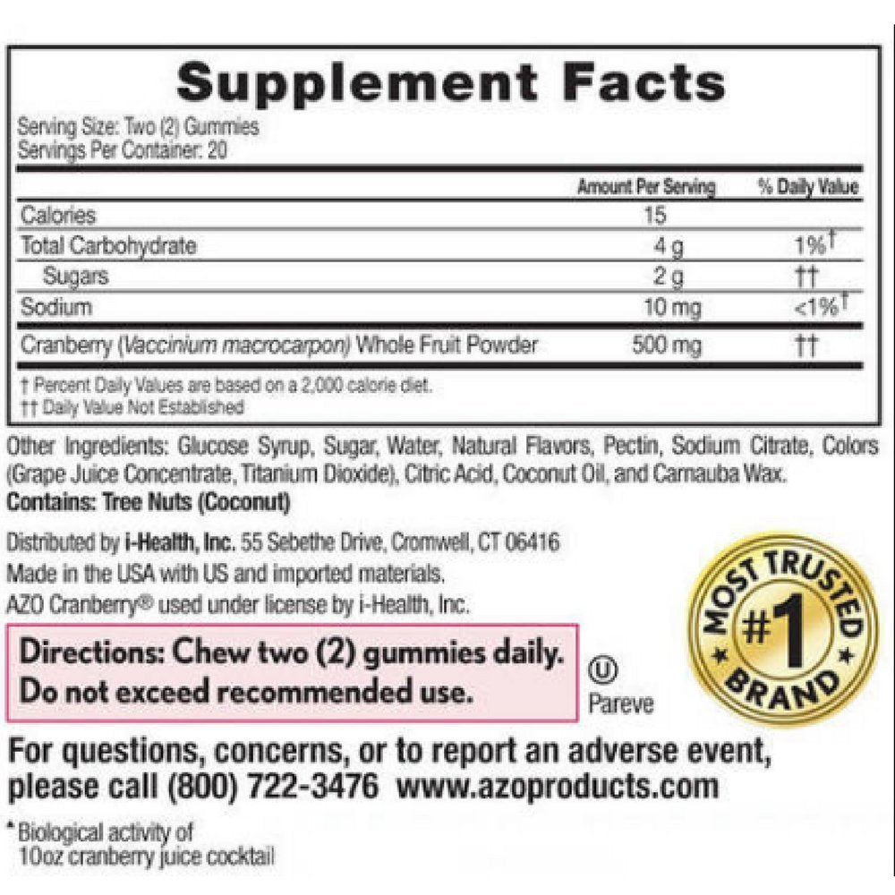 AZO Cranberry Gummies Urinary Tract Health Mixed Berry 160 Gummies