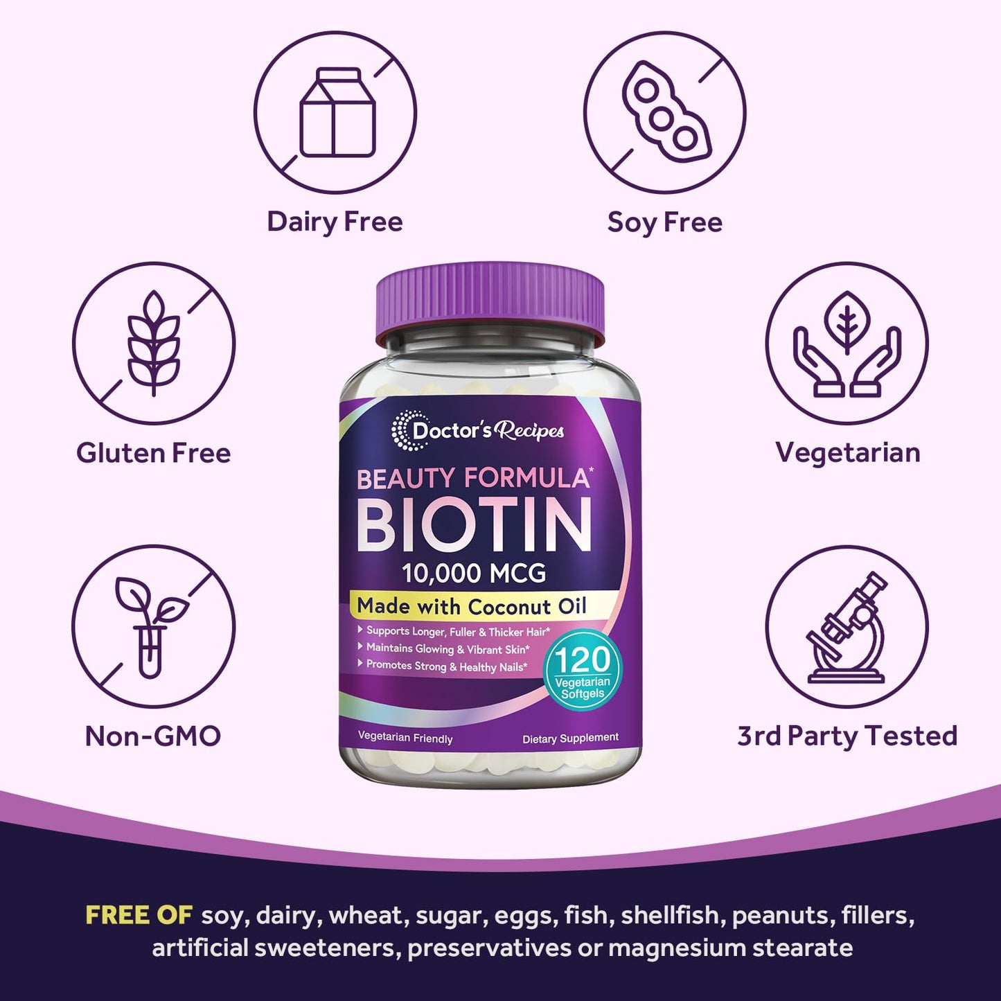 Doctor's Recipes Biotin 10,000 mcg Softgels 120