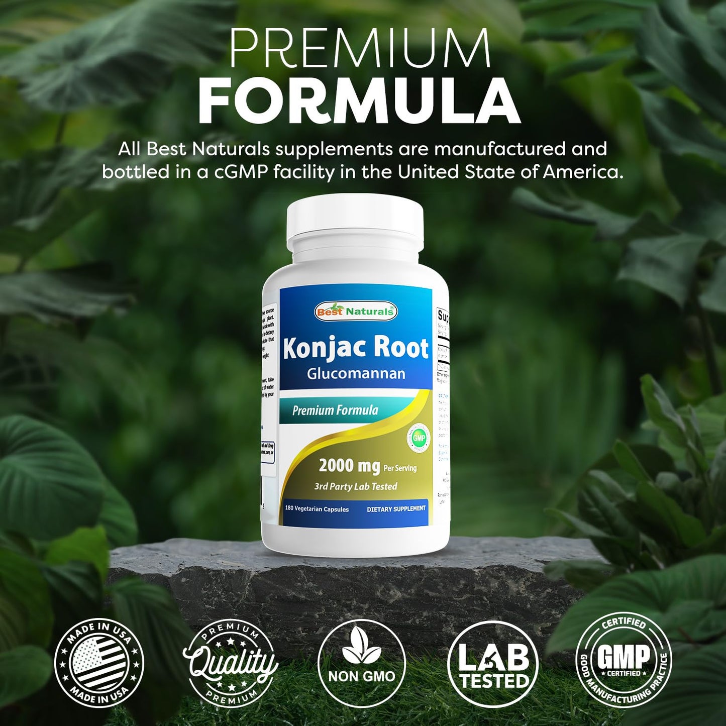Best Naturals Konjac Glucomannan Root 2000 mg per Serving Capsules, 360 Count
