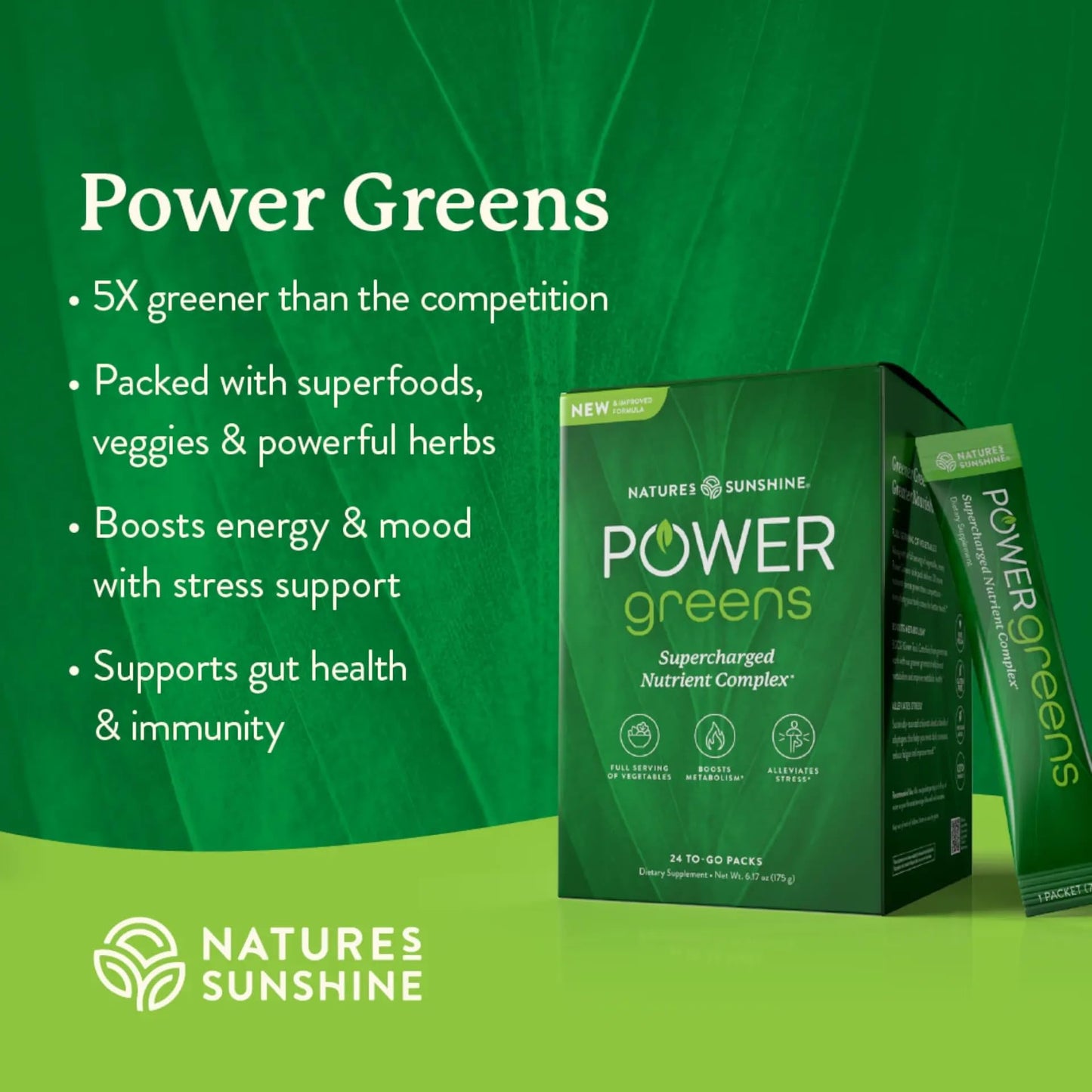 Nature's Sunshine Power Greens Wholefood Performance Greens Powder 15.45 oz