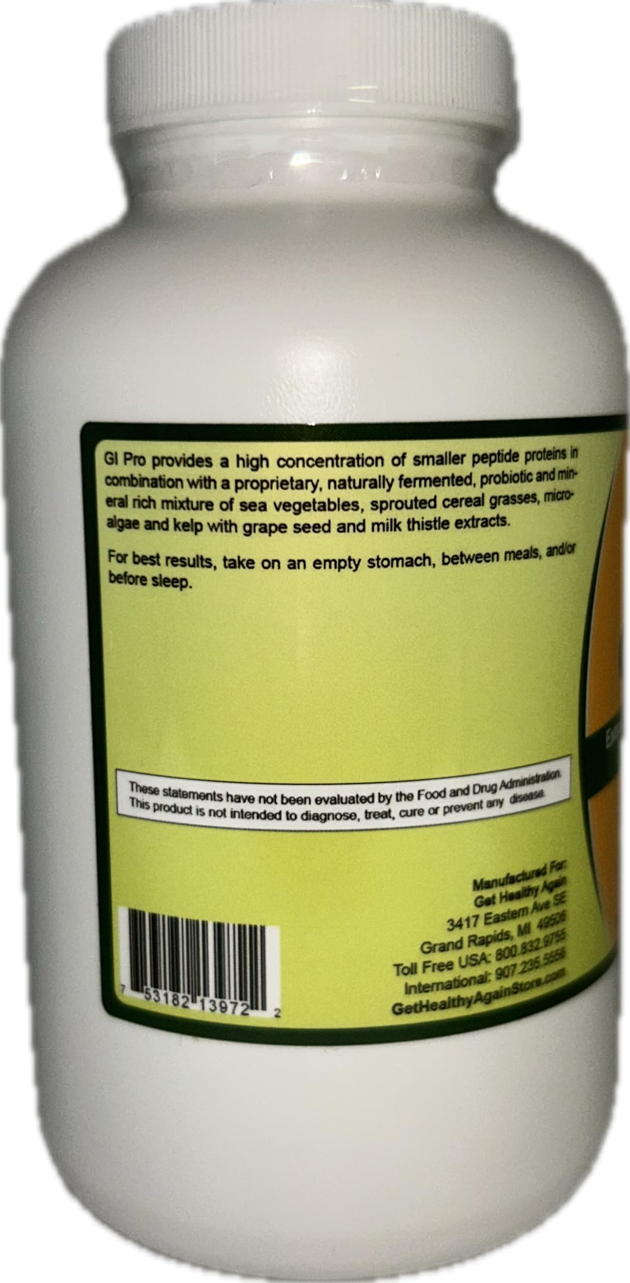 Get Healthy Again GI Pro Marine Collagen Nutritional Gastrointestinal Health Formula 180 Capsules