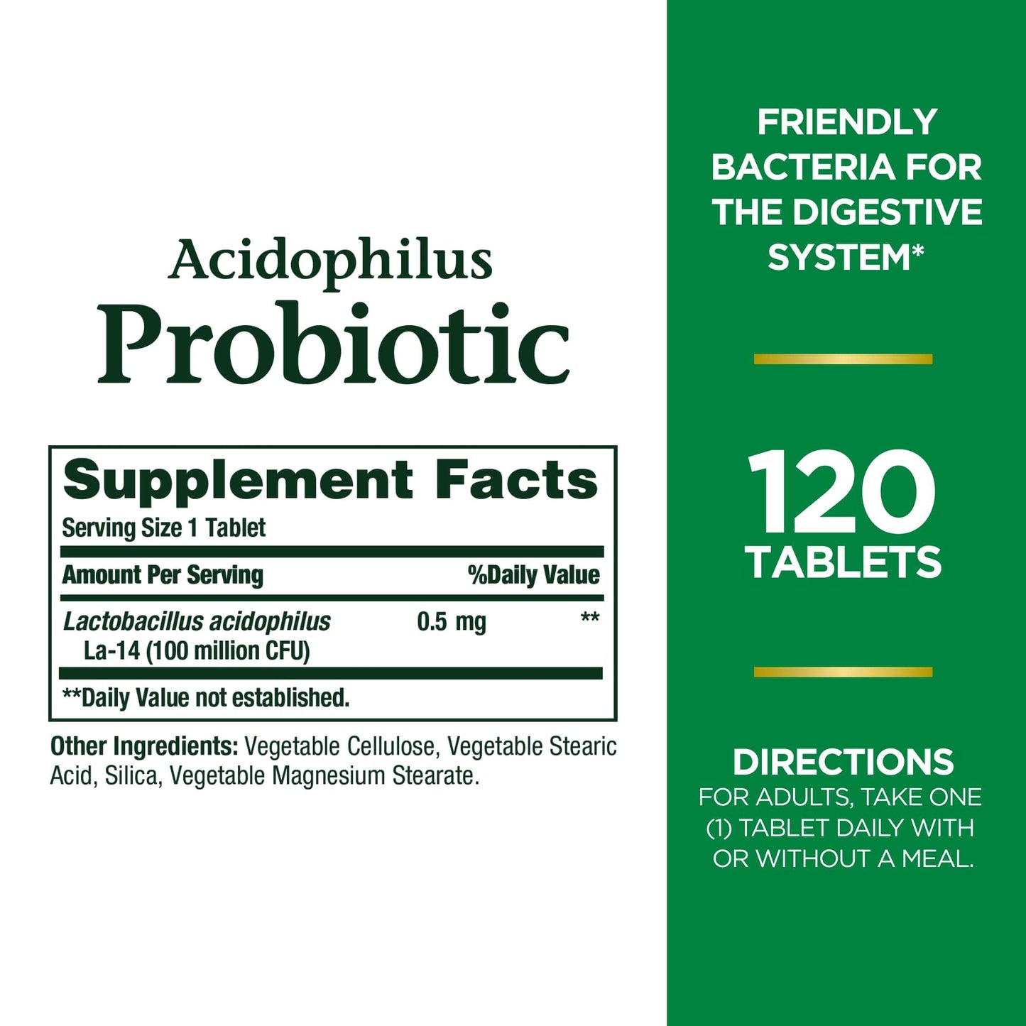 Nature's Bounty Lactobacillus Acidophilus Probiotic Supplement Tablet, 240 Count