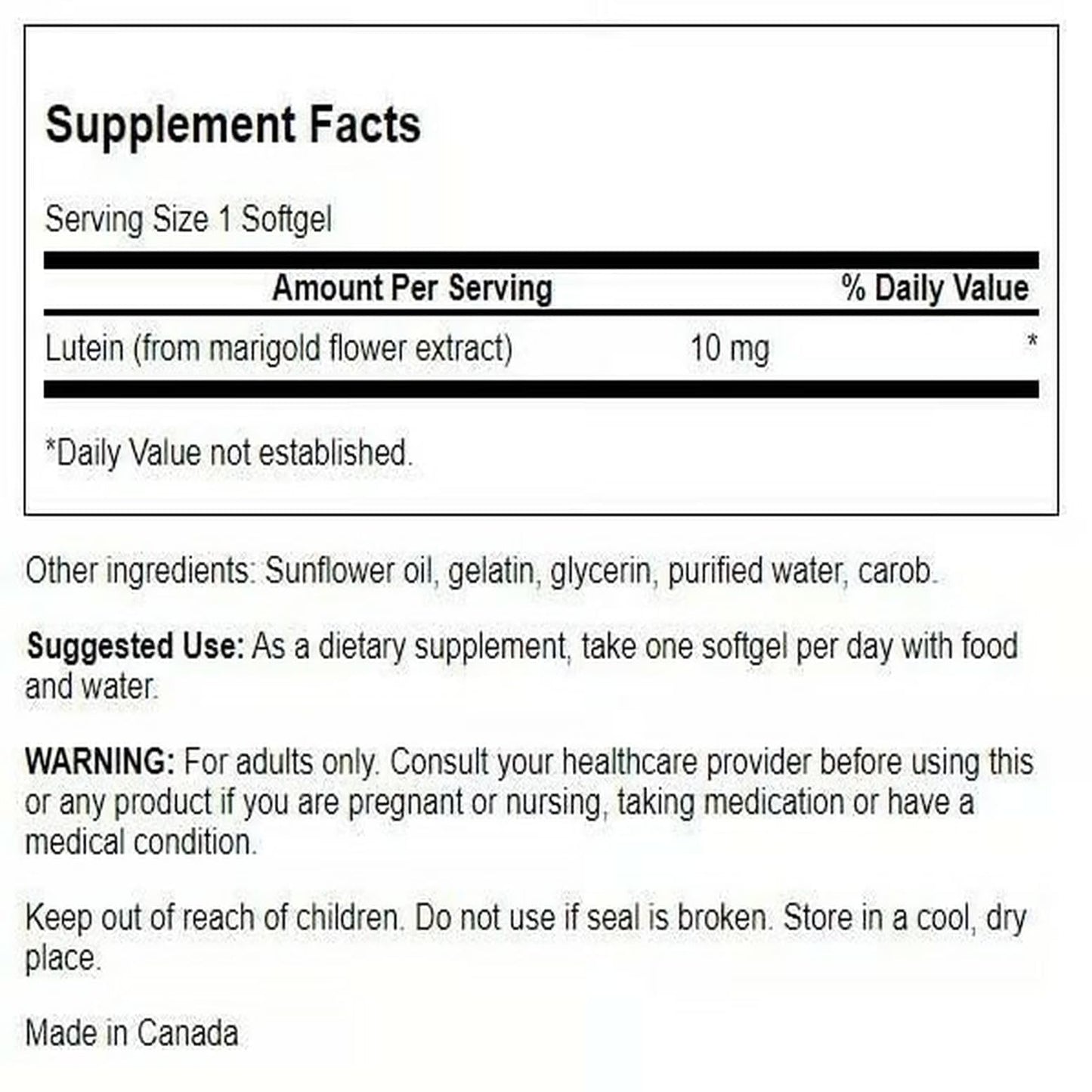 Swanson Lutein 10 Milligrams Softgels 120 Count