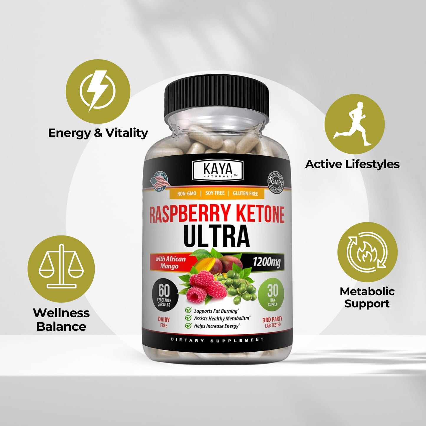 Kaya Naturals Raspberry Ketone Diet Capsule 60 Count