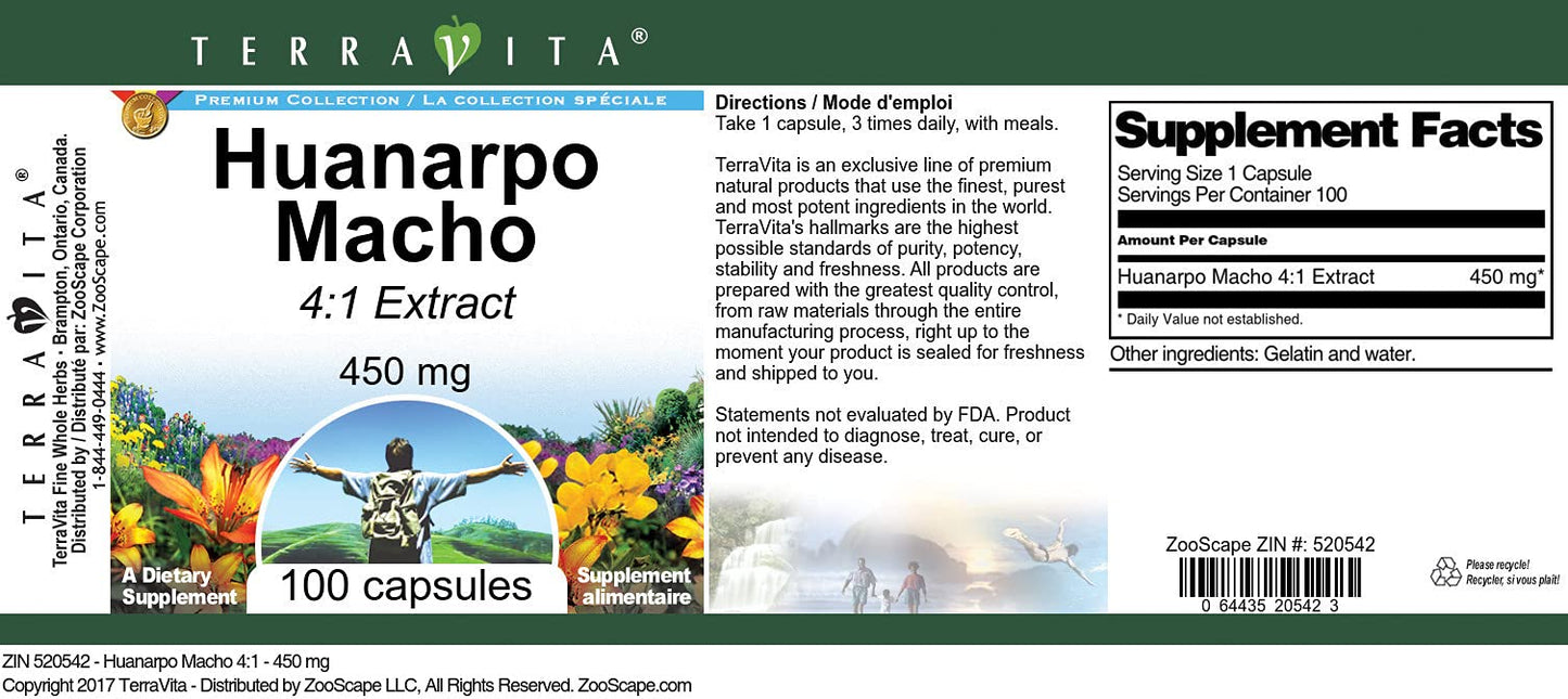 Terravita Huanarpo Macho 4:1-450 mg, 300 Capsules