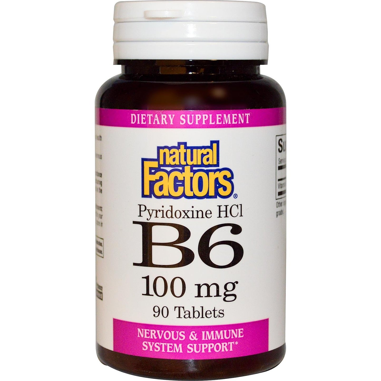 Natural Factors B-6 Pyridoxine HCl 100mg Tablets, 90 Tablets