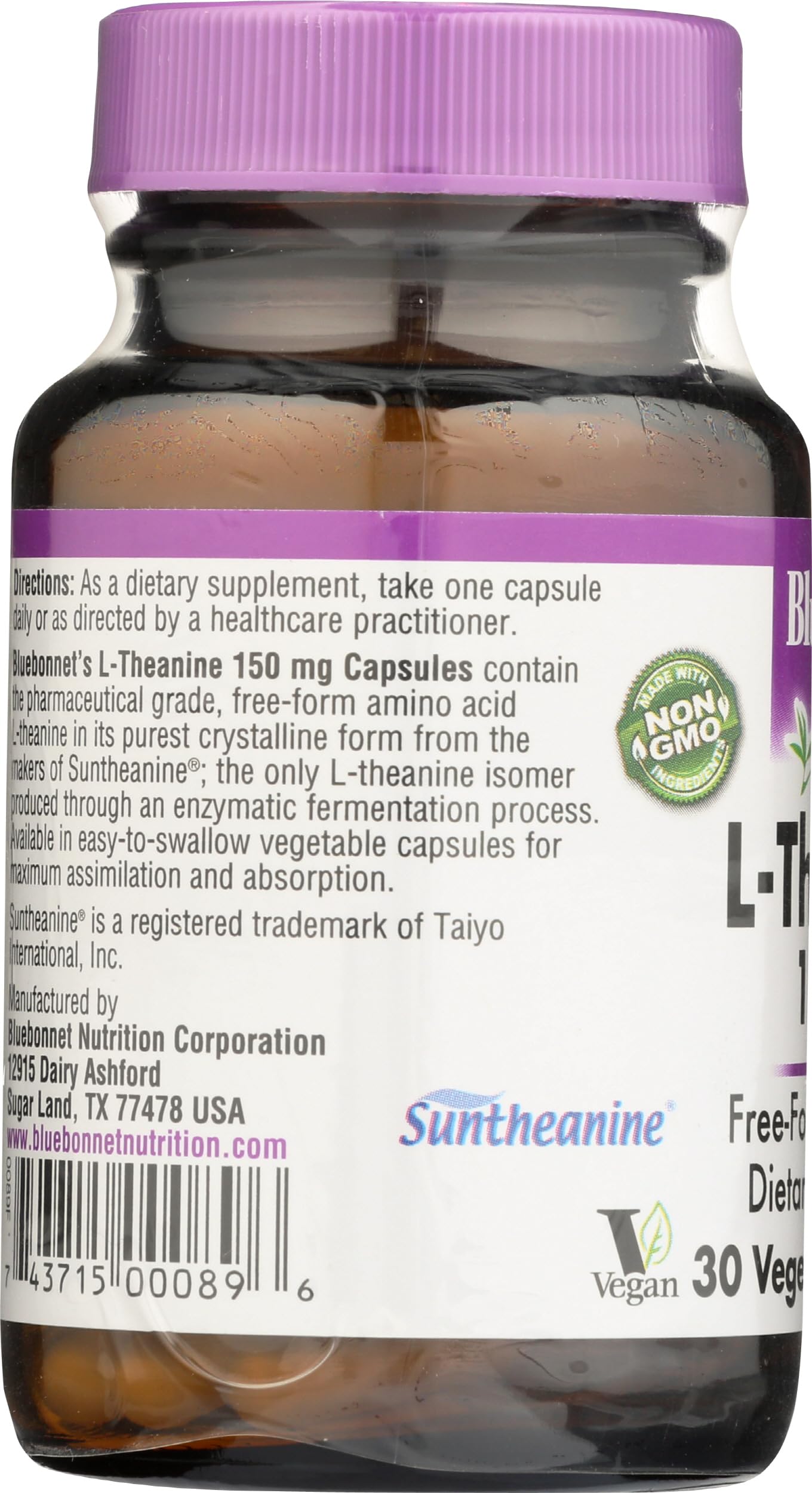 BlueBonnet L-Theanine 200 mg Capsule, 30 Count
