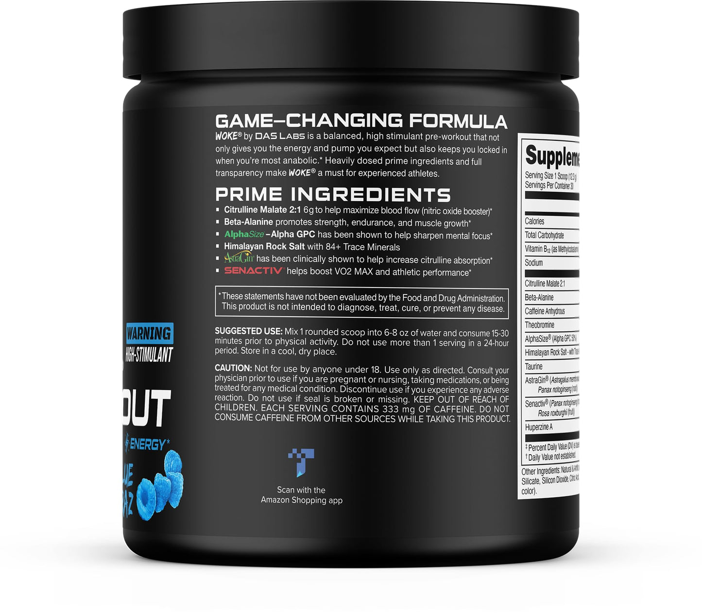 Bucked Up Woke HIGH STIM Pre Workout Powder 12.33 Ounce