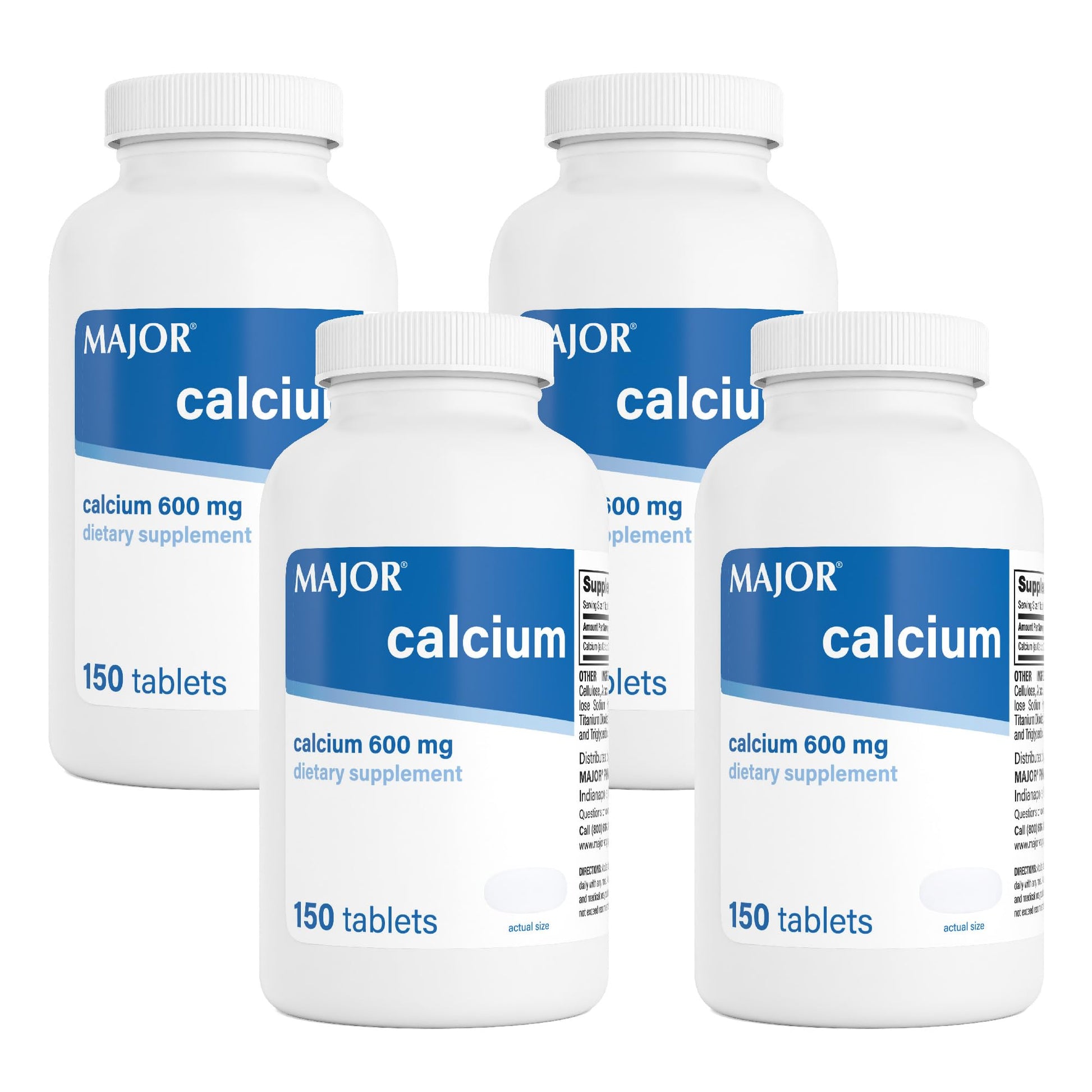 MAJOR Calcium Tablets 600 mg, 150 Count (Pack of 4)