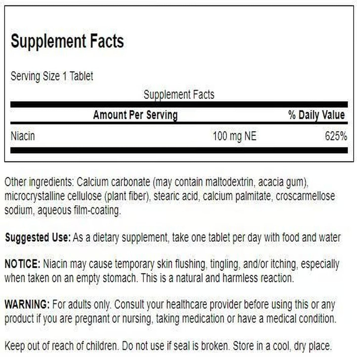 Swanson Niacin (Vitamin B3) Tablets 250 Count