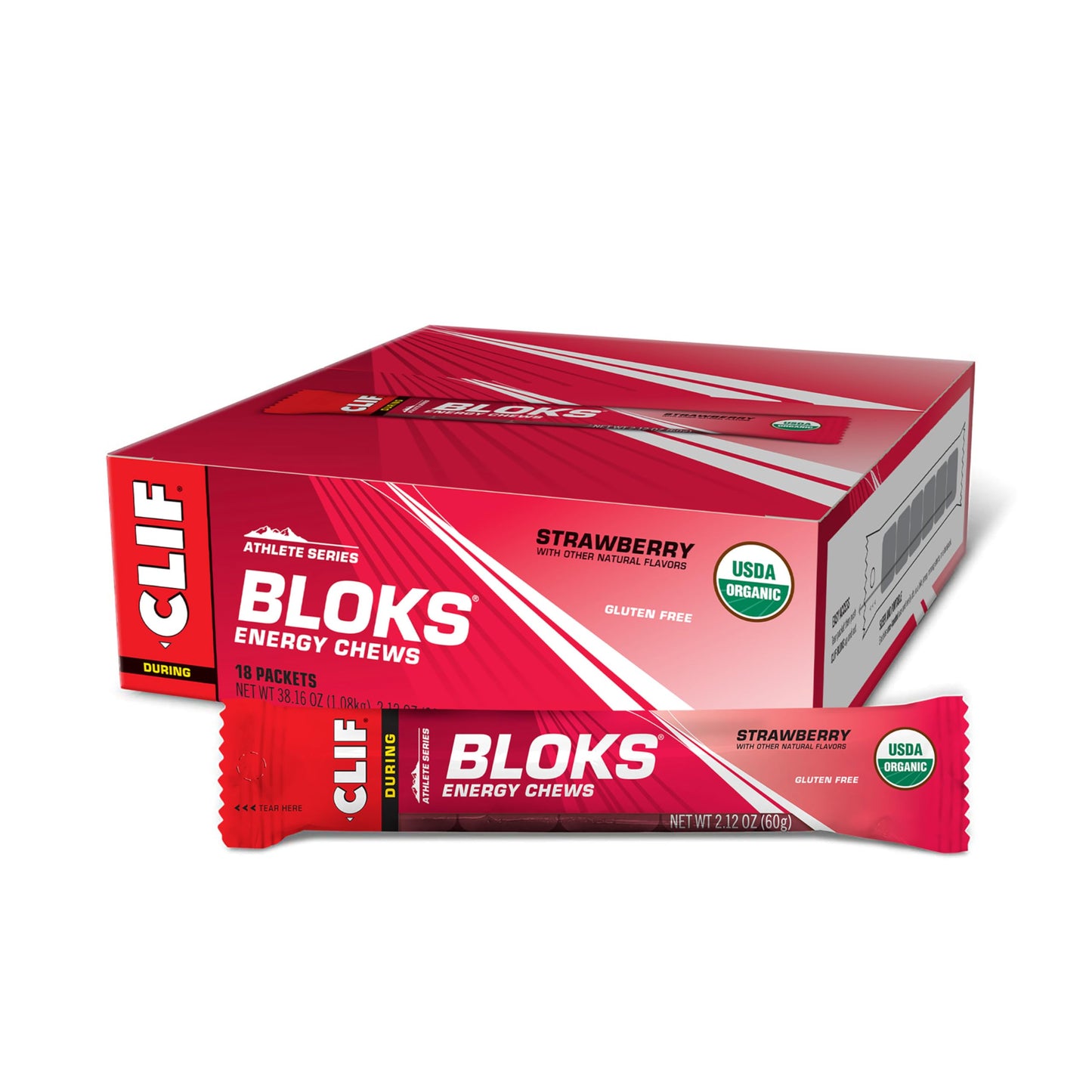 CLIF Bar BLOKS Strawberry Flavor Energy Chews 18 Count