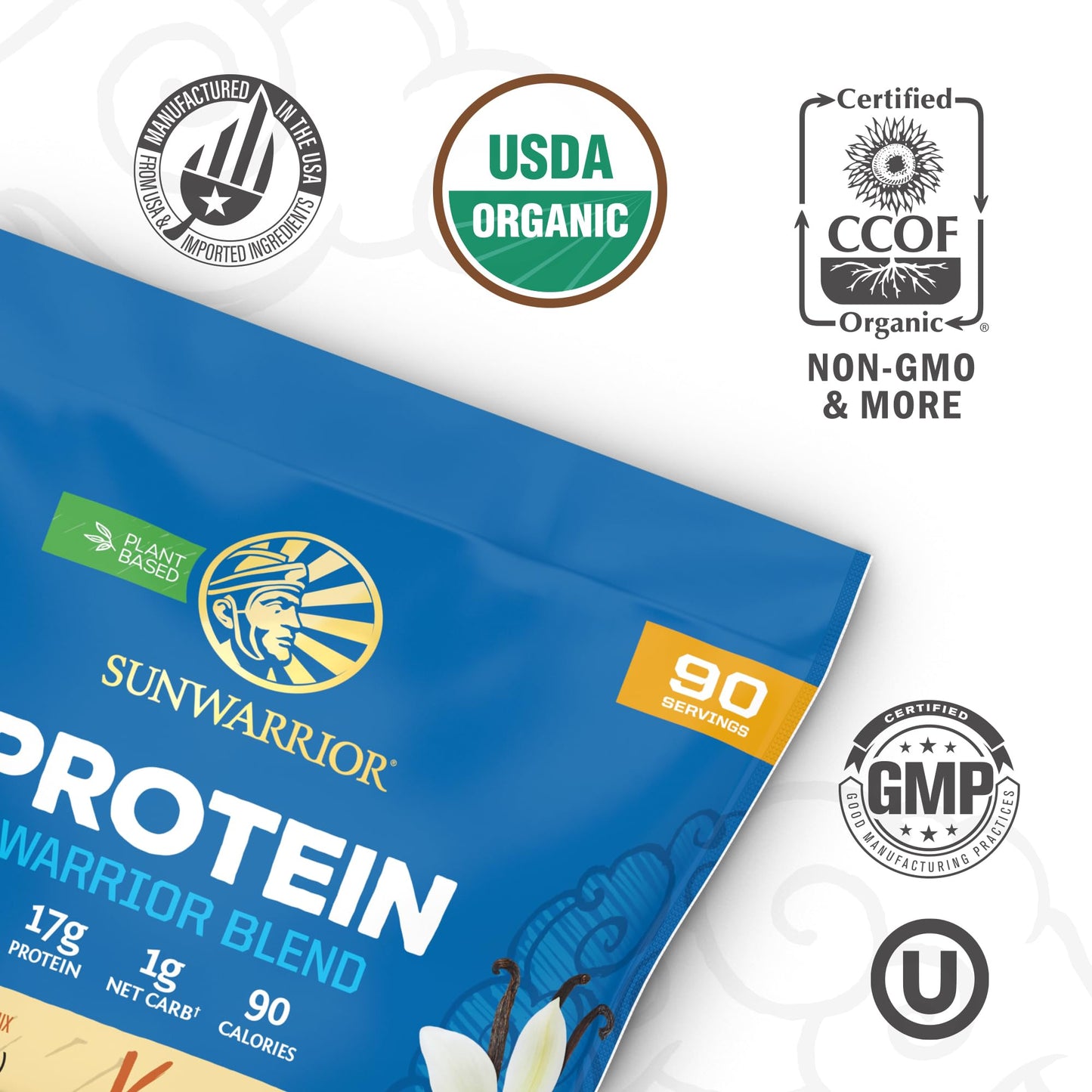 Sunwarrior Organic Plant Based Protein Powder Vanilla, 90 Servings