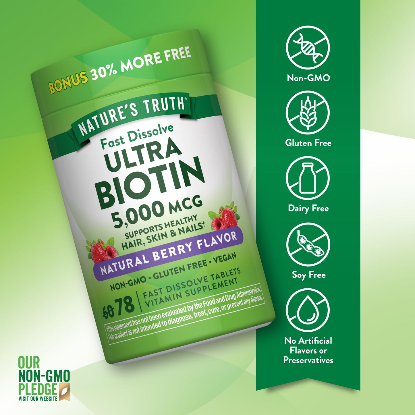 Nature's Truth Biotin 5000mcg Tablets, 78 Count