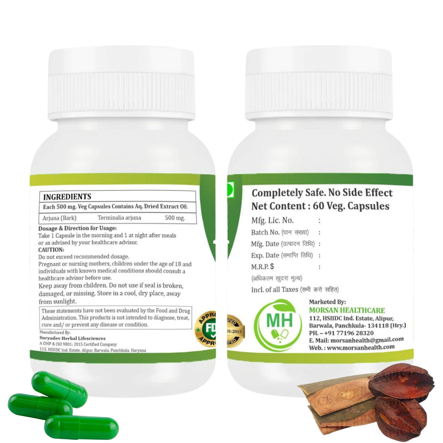 Morsan Healthcare Organic Arjuna Extract Capsules 500mg Capsule 120
