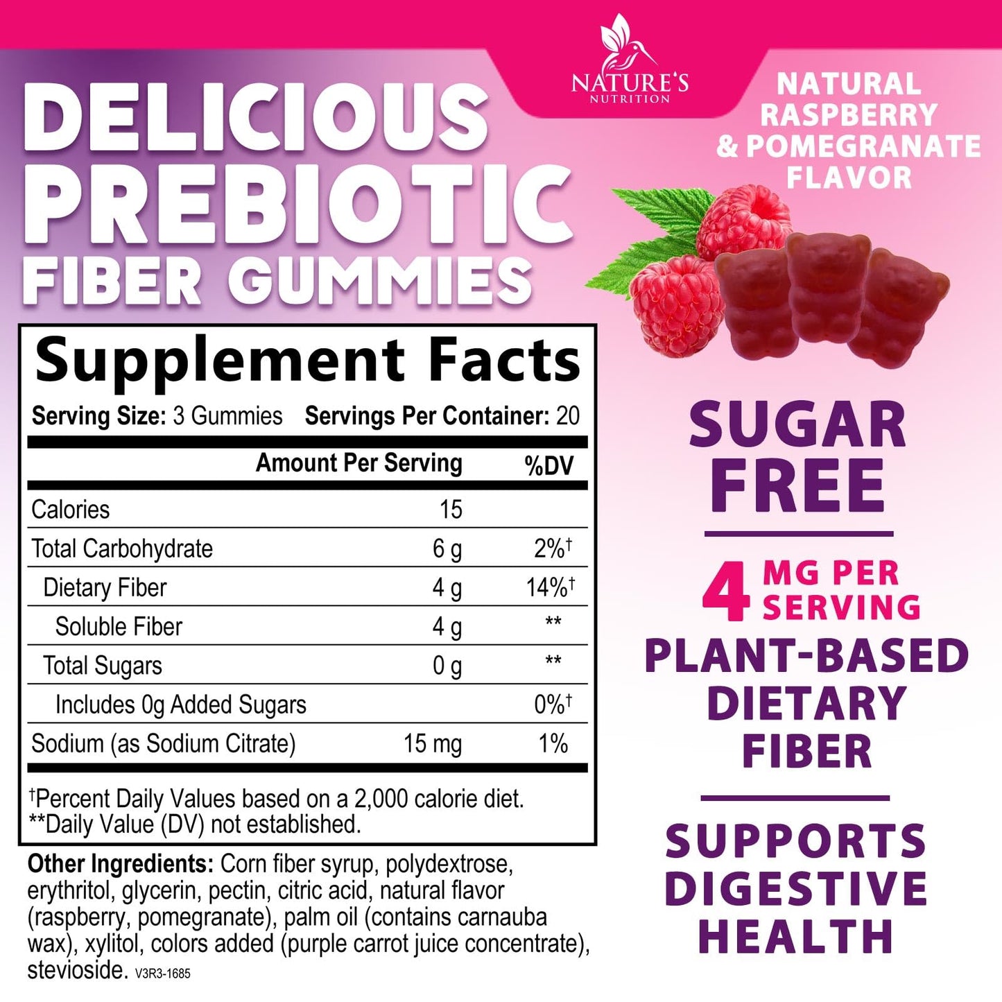 Nature's Nutrition Fiber Gummies Gummy, 60 Count