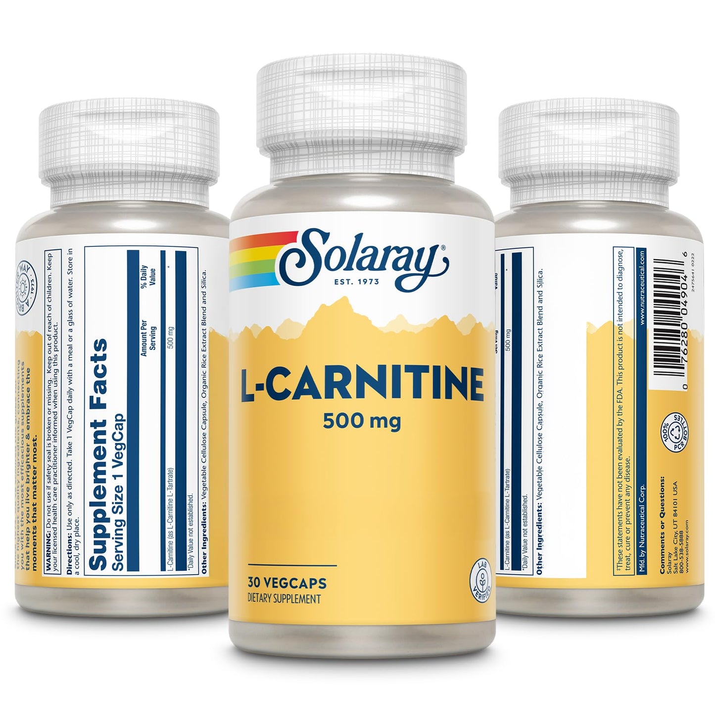 Solaray L-Carnitine 500 mg Capsule, 30 VegCaps