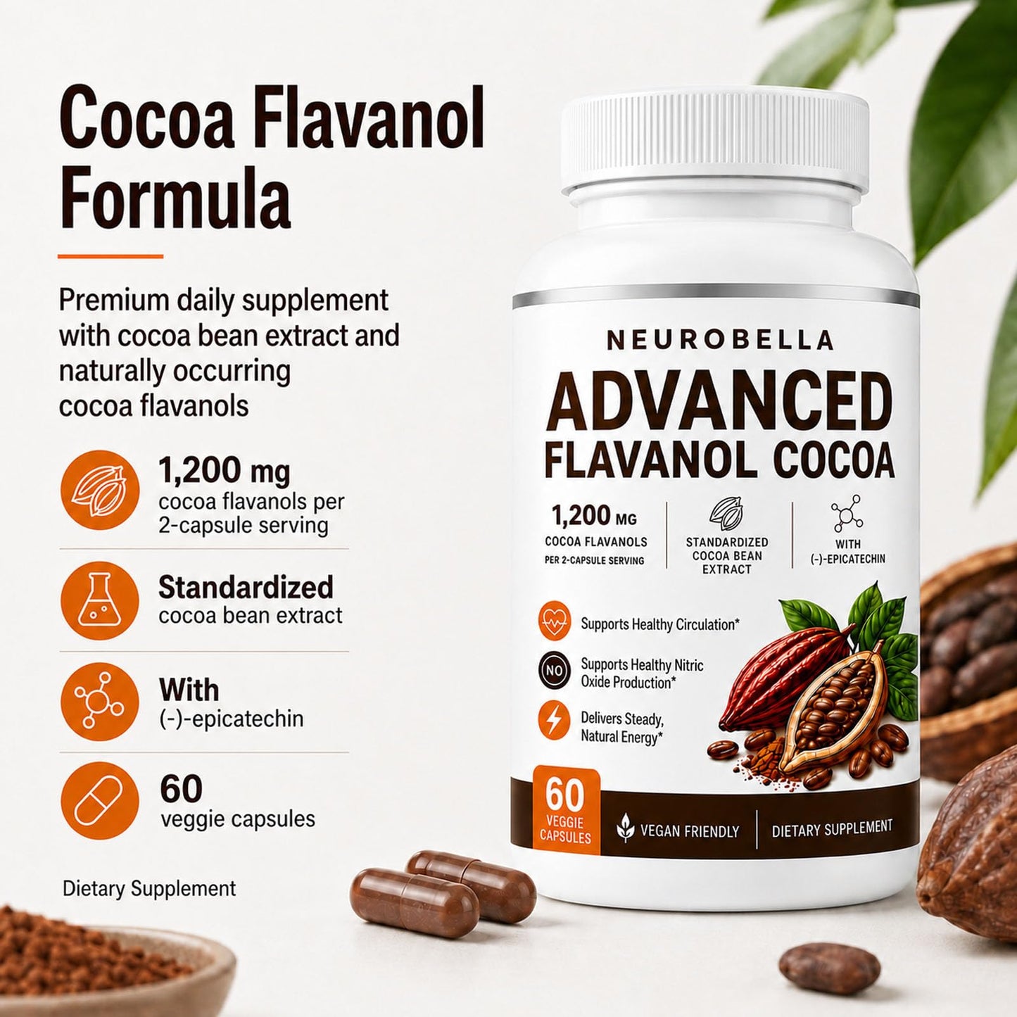 Kunnozz Neurobella Advanced Flavanol Cocoa Formula Capsule, 60 Capsules