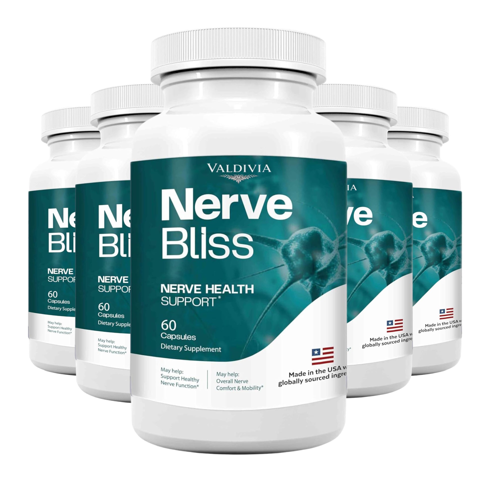 Valdivia NerveBliss Advanced Nerve Support Supplement Capsules, Premium Natural Multivitamin Advanced Formula, 300 Capsules