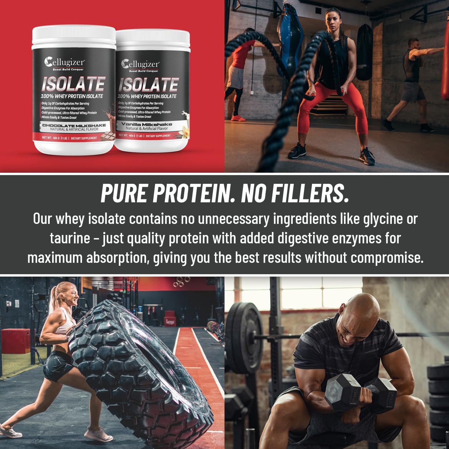Cellugizer 100% Whey Isolate Powder, Vanilla, 32 Servings