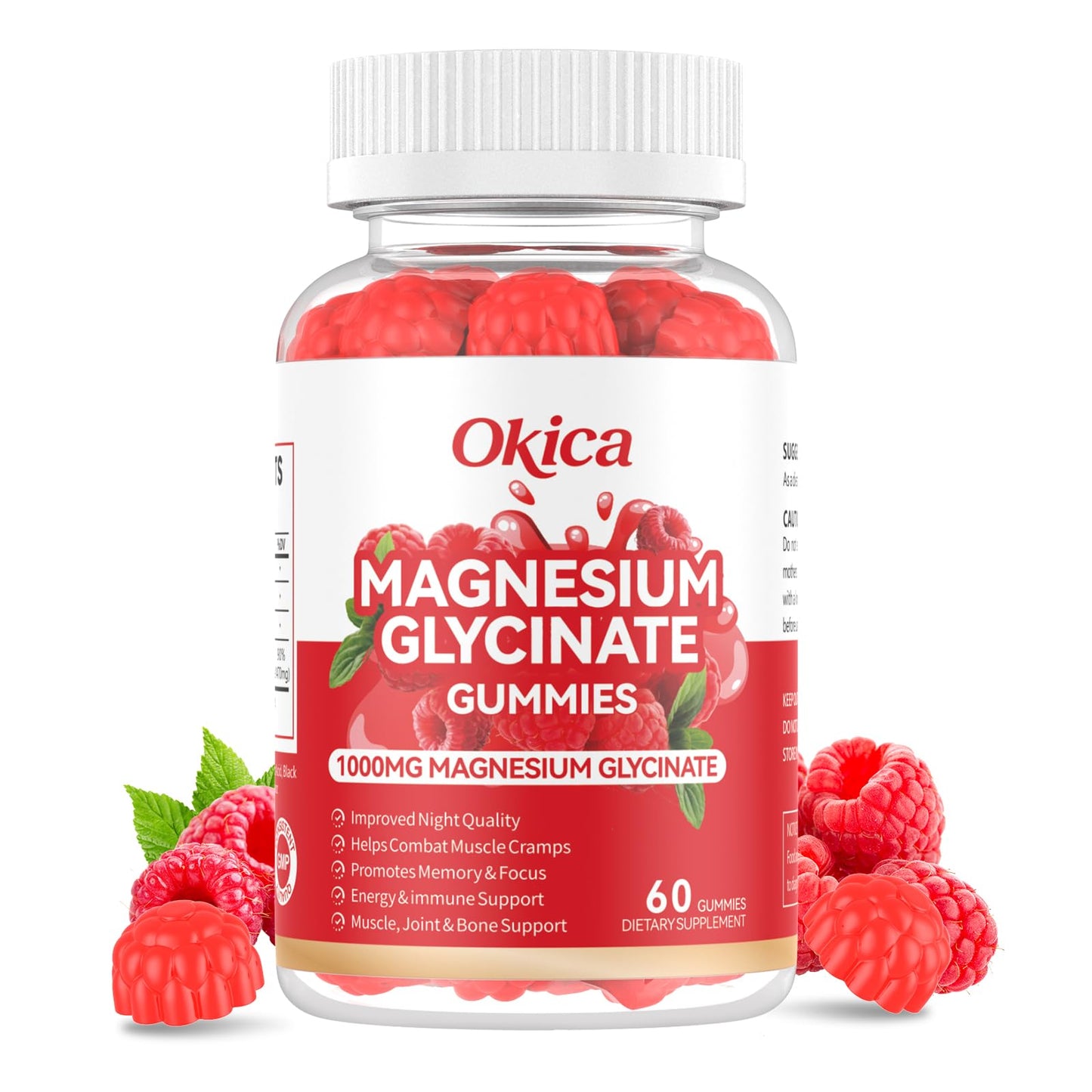 Okica Magnesium Glycinate Gummies 600mg, 60 Count