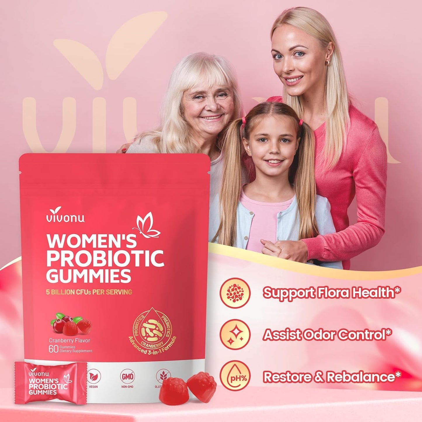 VivoNu Viginal Probiotic for Women Gummies, 1 Count
