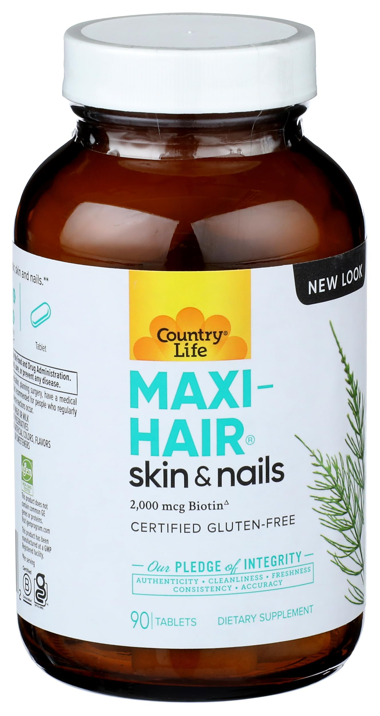 Country Life Maxi-Hair Supplement 2000mcg Biotin & Vitamins for Hair, Skin & Nails Tablet, 90 Count