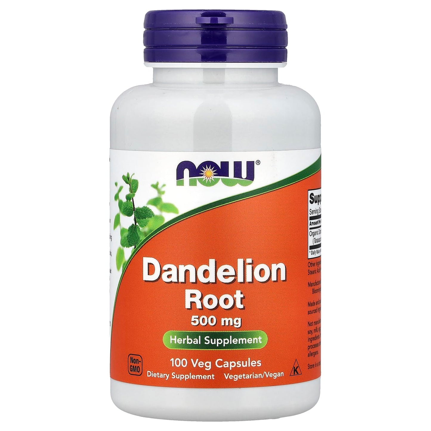 NOW Foods Dandelion Root 500 mg Capsules, 100 Count