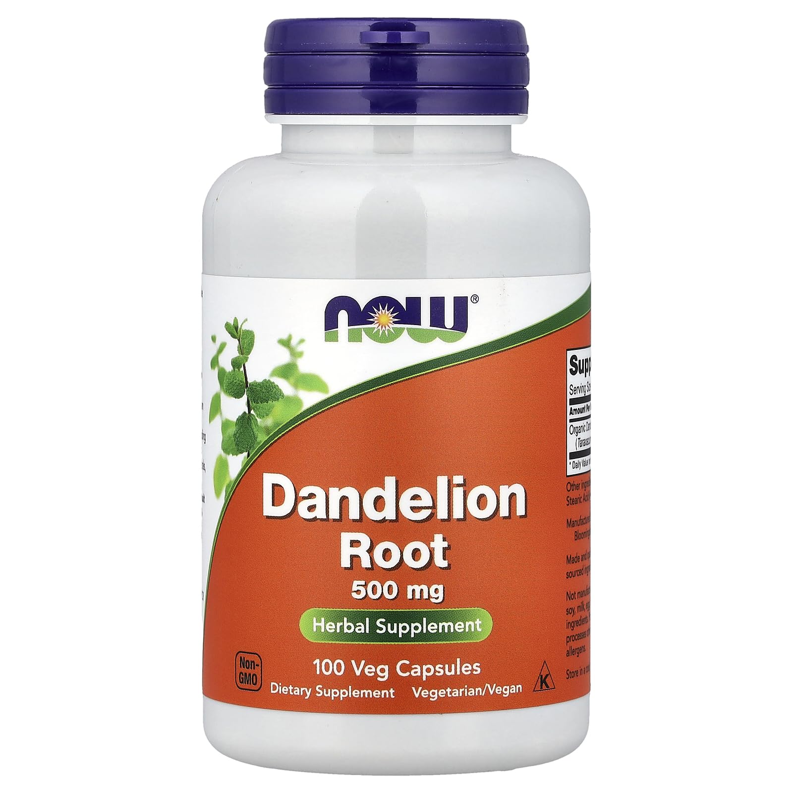 NOW Foods Dandelion Root 500 mg Capsules, 100 Count