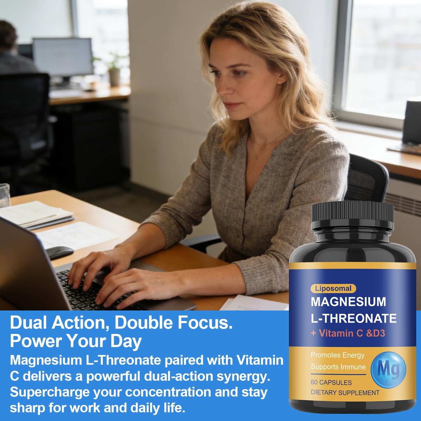 HICFRWE Magnesium L-Threonate Supplement 120 Capsules
